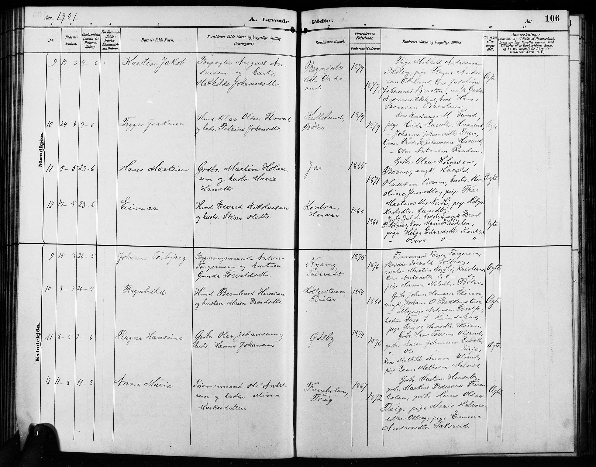 Enebakk prestekontor Kirkebøker, AV/SAO-A-10171c/G/Ga/L0006: Parish register (copy) no. I 6, 1889-1911, p. 106
