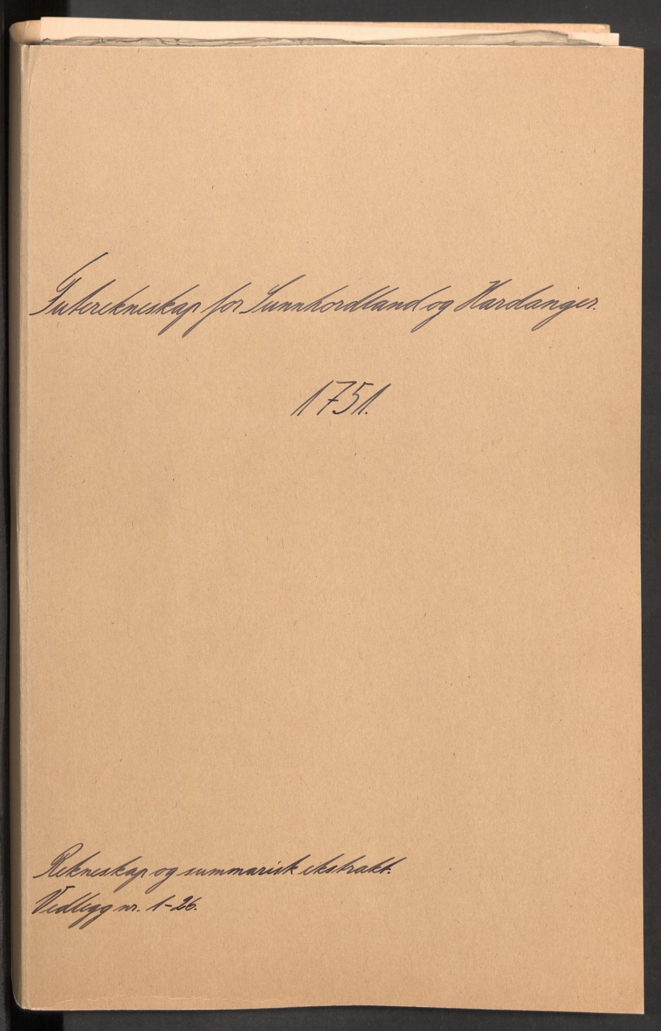 Rentekammeret inntil 1814, Reviderte regnskaper, Fogderegnskap, RA/EA-4092/R48/L3056: Fogderegnskap Sunnhordland og Hardanger, 1751, p. 2