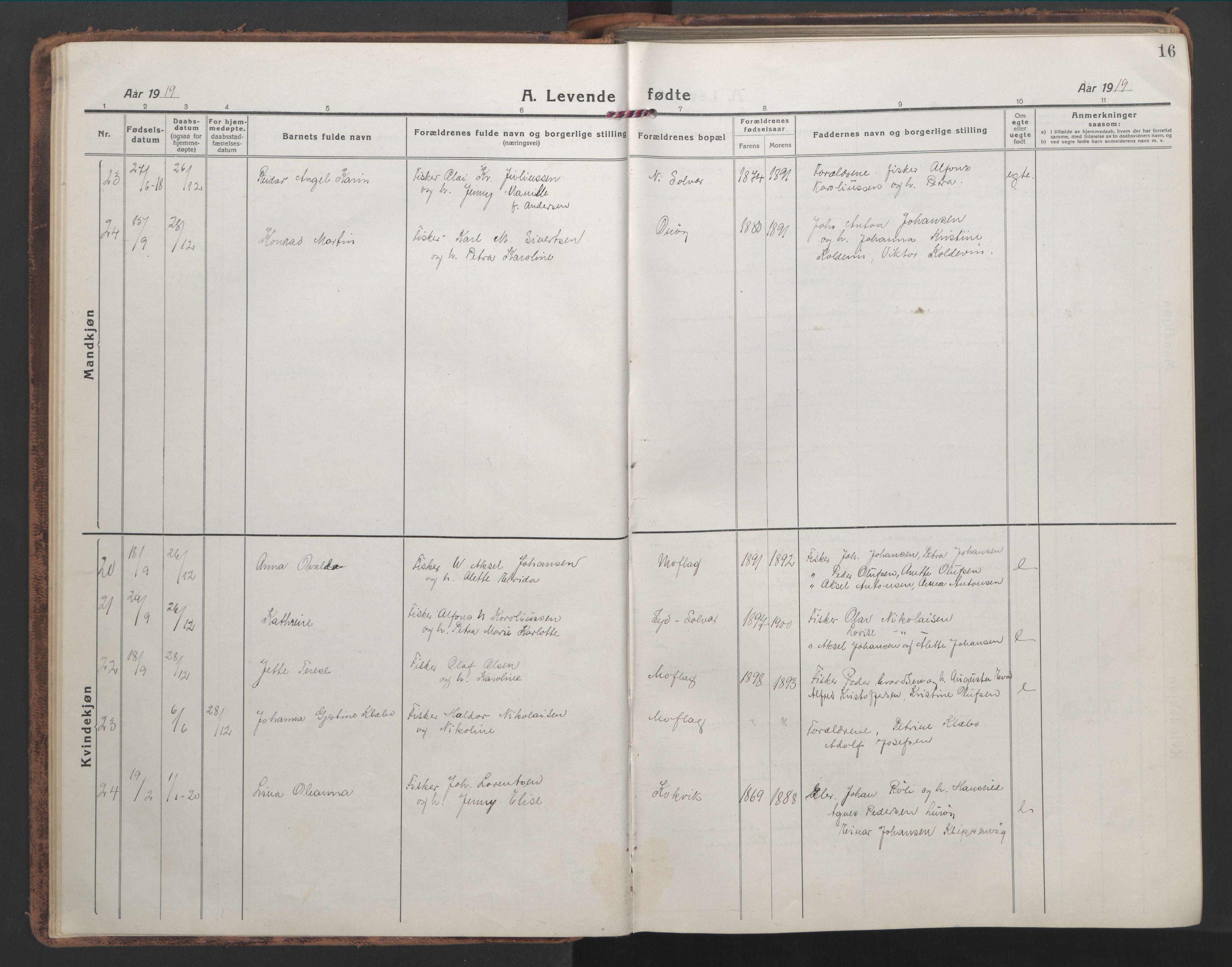 Ministerialprotokoller, klokkerbøker og fødselsregistre - Nordland, AV/SAT-A-1459/839/L0574: Parish register (copy) no. 839C04, 1918-1950, p. 16