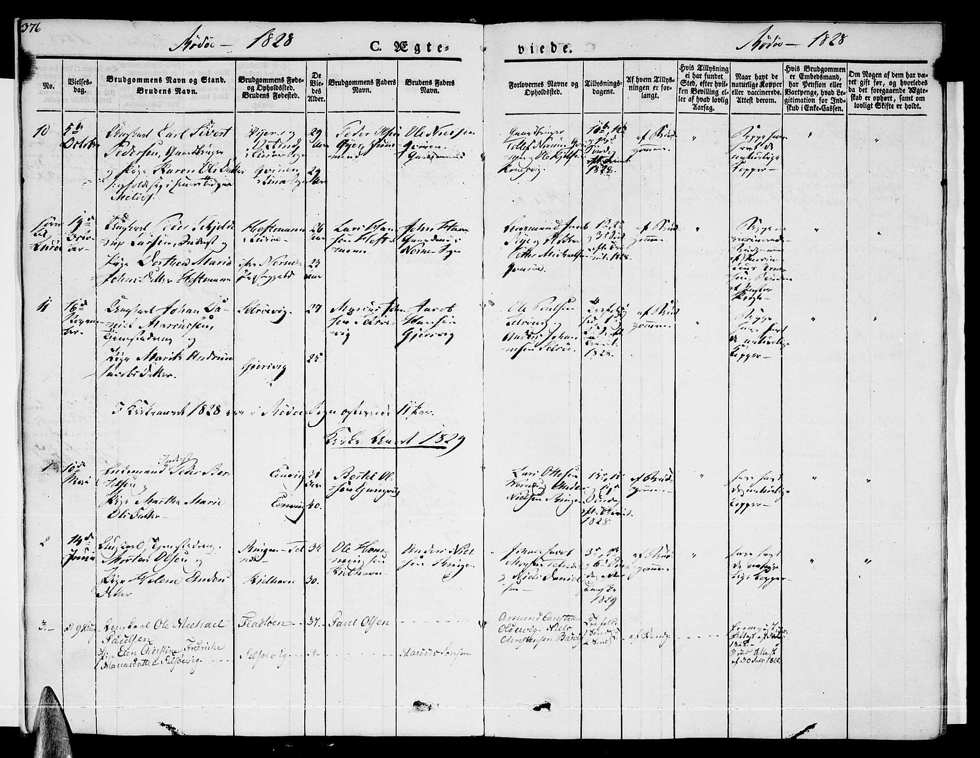 Ministerialprotokoller, klokkerbøker og fødselsregistre - Nordland, AV/SAT-A-1459/841/L0600: Parish register (official) no. 841A07 /1, 1825-1844, p. 376