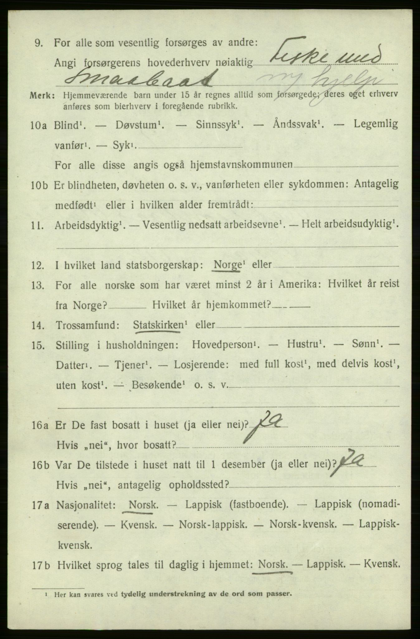 SATØ, 1920 census for Hasvik, 1920, p. 2324