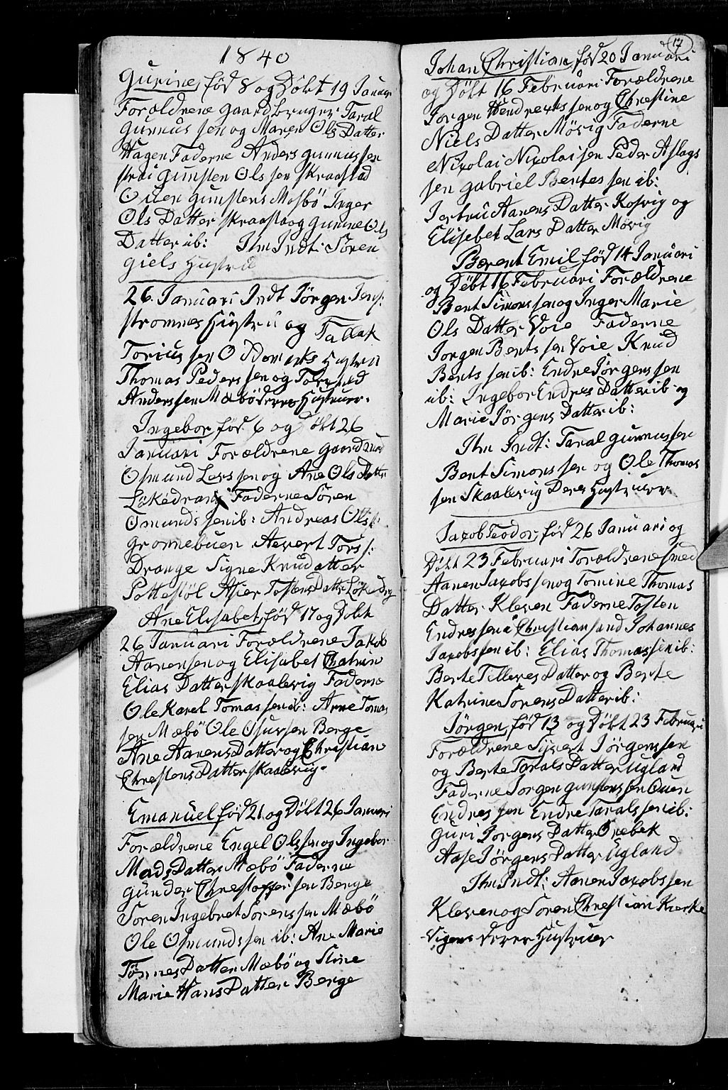 Oddernes sokneprestkontor, AV/SAK-1111-0033/F/Fb/Fba/L0004: Parish register (copy) no. B 4, 1837-1846, p. 17