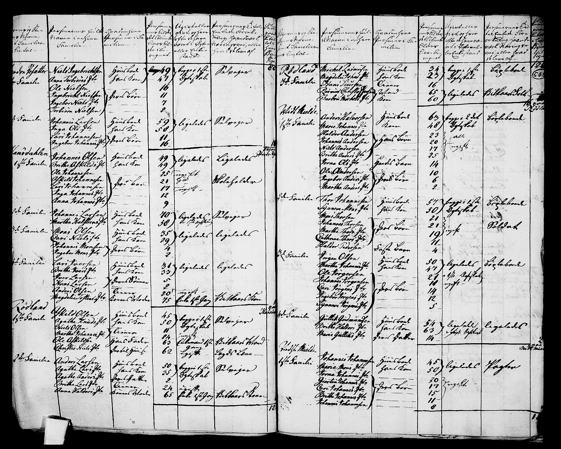 RA, 1801 census for 1250P Haus, 1801, p. 505b-506a