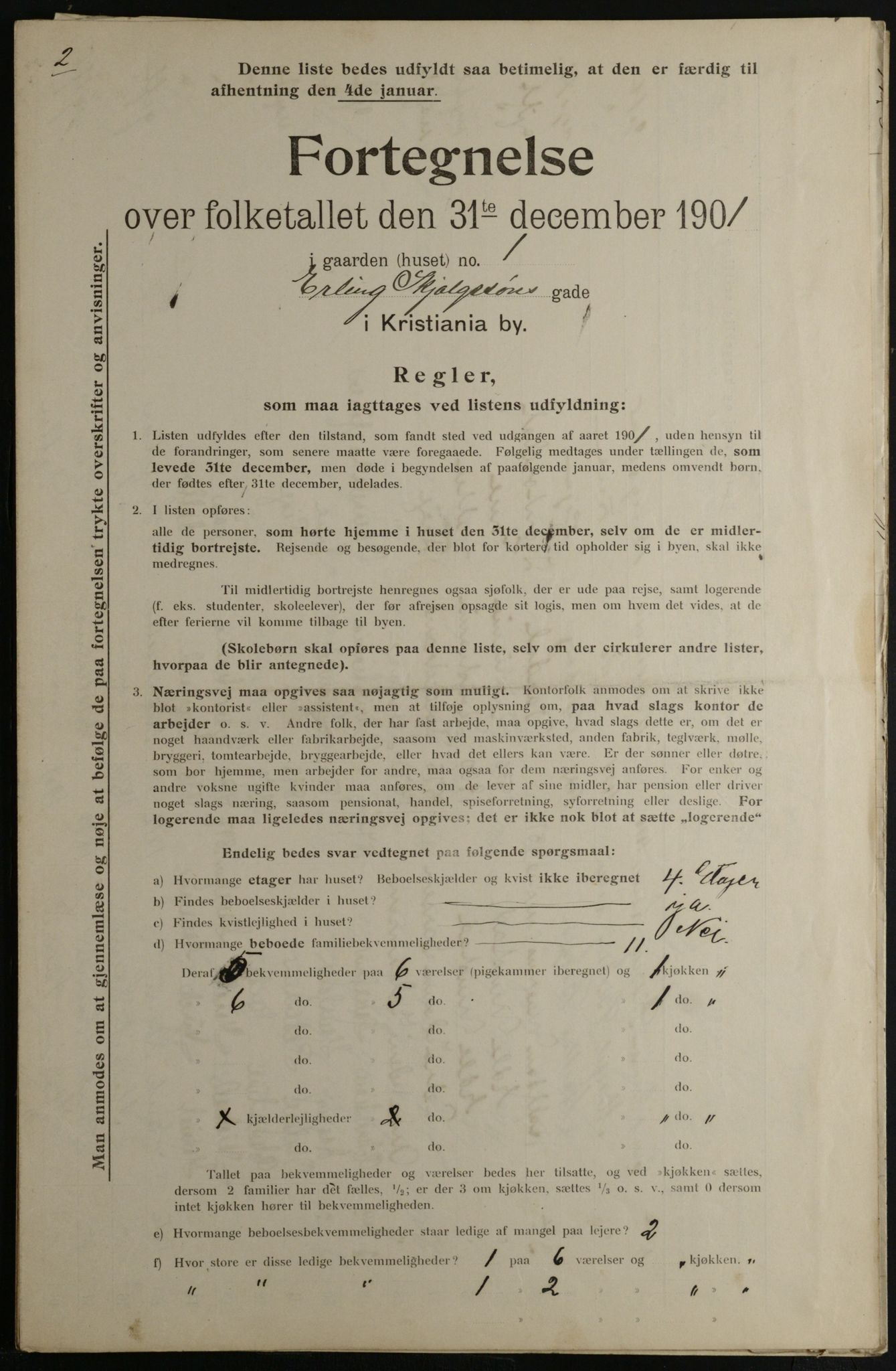 OBA, Municipal Census 1901 for Kristiania, 1901, p. 3560