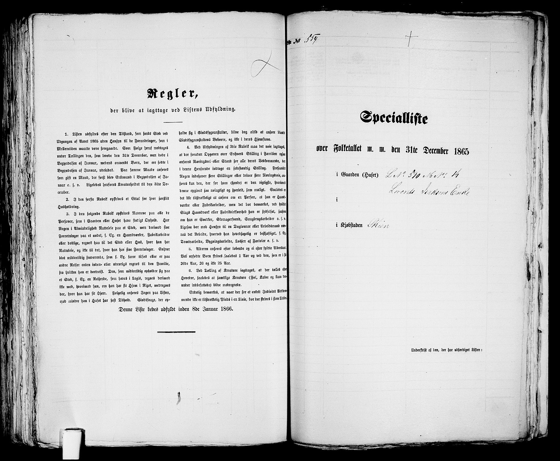 RA, 1865 census for Skien, 1865, p. 1136