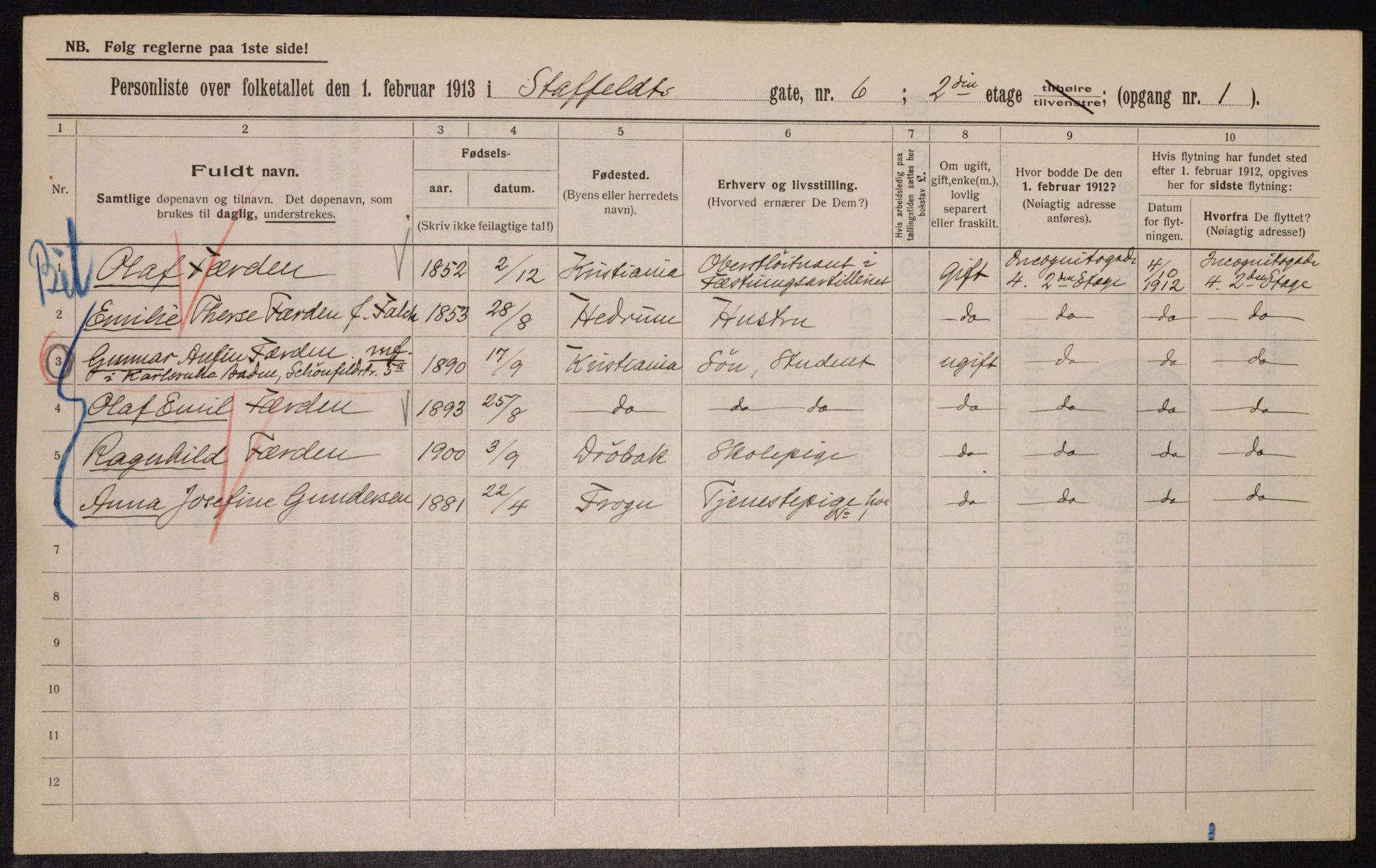 OBA, Municipal Census 1913 for Kristiania, 1913, p. 100687