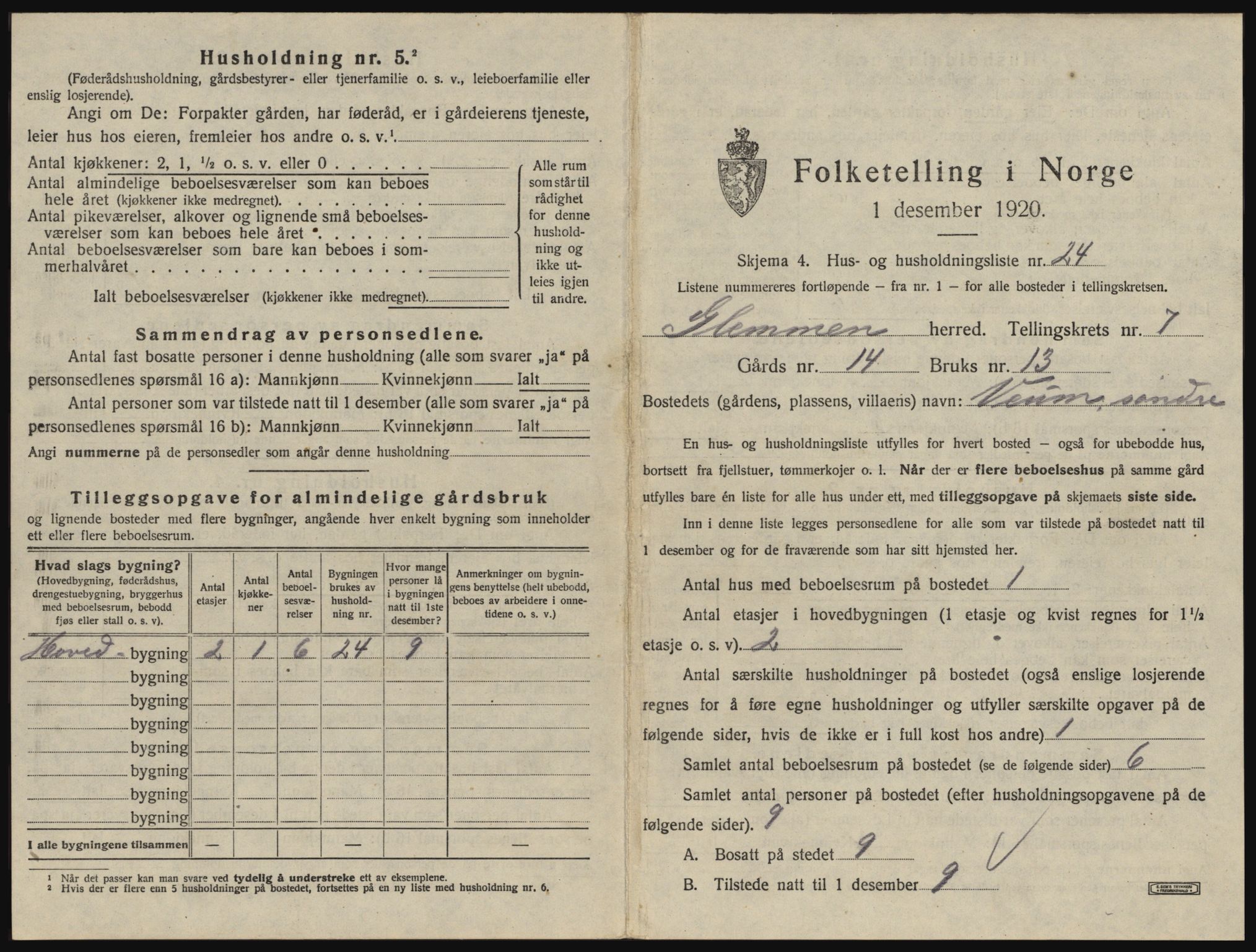 SAO, 1920 census for Glemmen, 1920, p. 2803