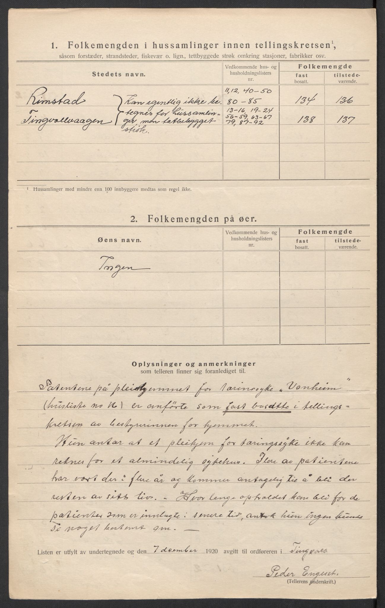 SAT, 1920 census for Tingvoll, 1920, p. 32