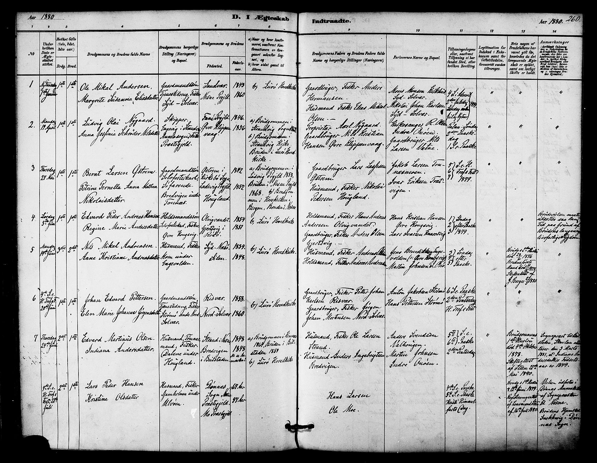 Ministerialprotokoller, klokkerbøker og fødselsregistre - Nordland, SAT/A-1459/839/L0568: Parish register (official) no. 839A05, 1880-1902, p. 260