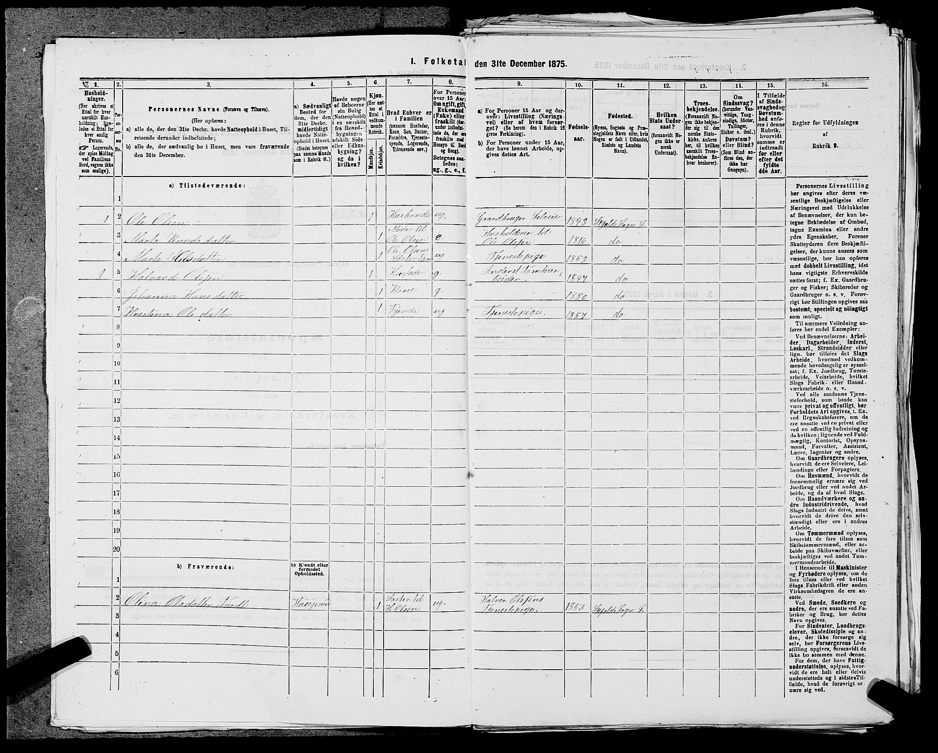 SAST, 1875 census for 1154P Skjold, 1875, p. 724