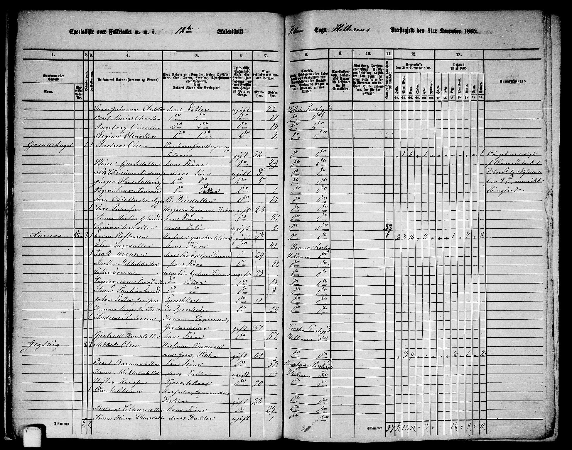 RA, 1865 census for Hitra, 1865, p. 21