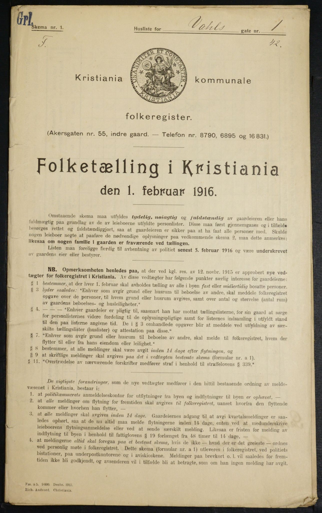 OBA, Municipal Census 1916 for Kristiania, 1916, p. 125113