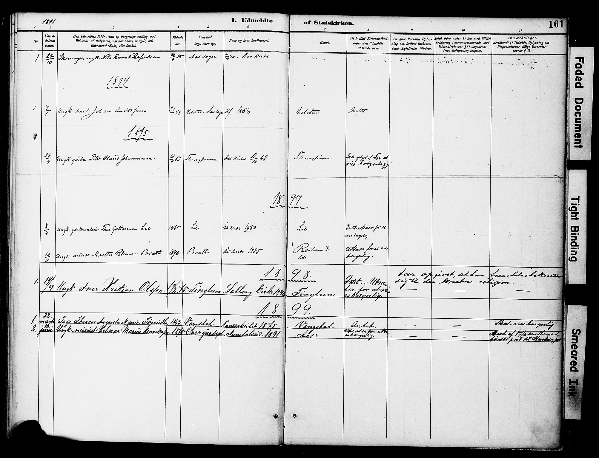 Ministerialprotokoller, klokkerbøker og fødselsregistre - Nord-Trøndelag, AV/SAT-A-1458/742/L0409: Parish register (official) no. 742A02, 1891-1905, p. 161