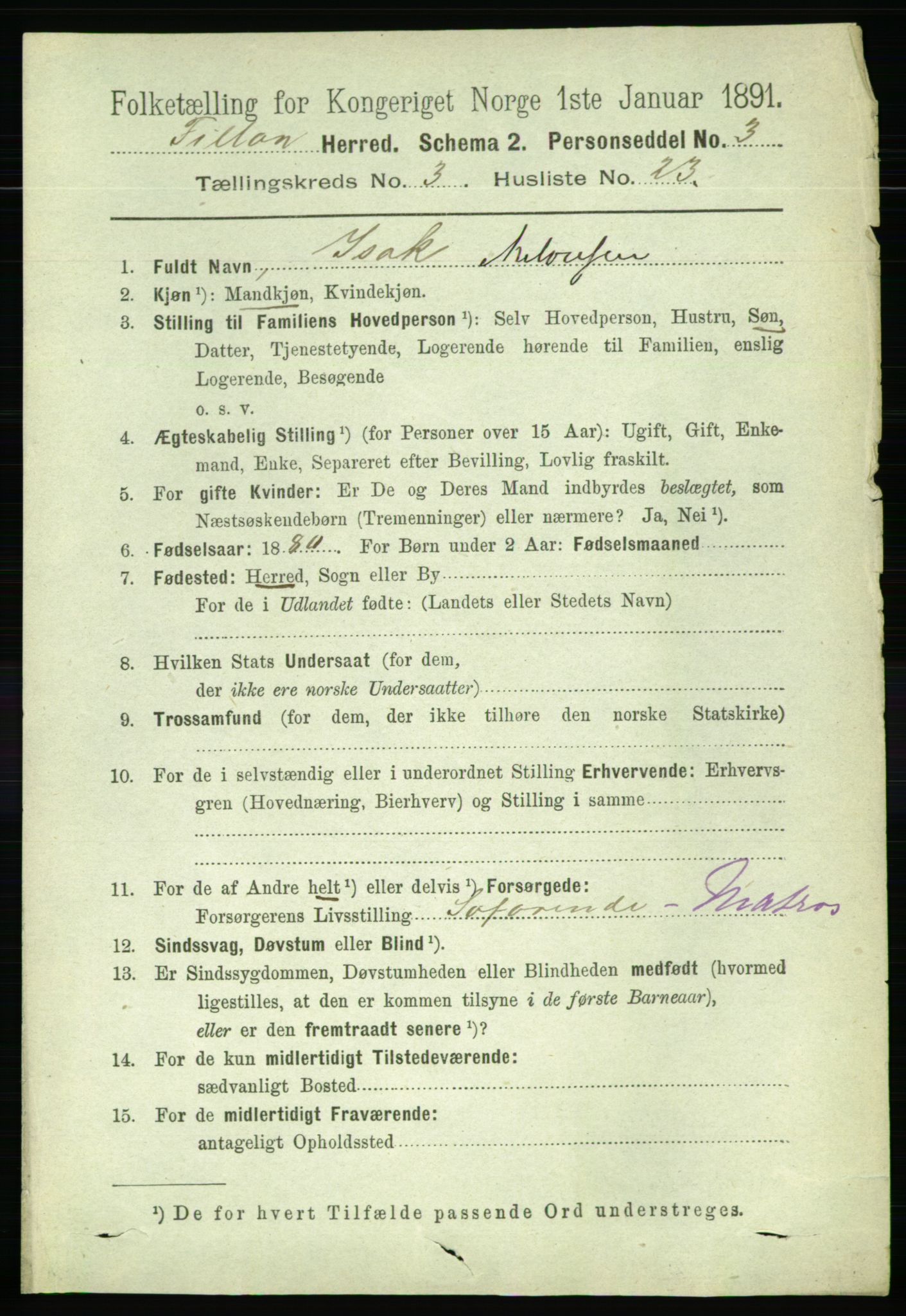 RA, 1891 census for 1616 Fillan, 1891, p. 616