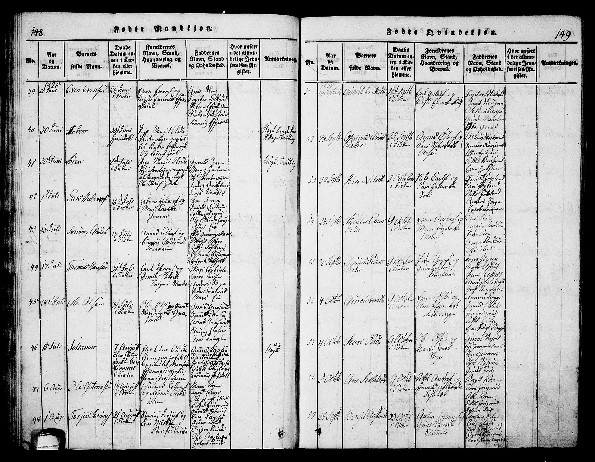 Bø kirkebøker, AV/SAKO-A-257/G/Ga/L0001: Parish register (copy) no. 1, 1815-1831, p. 148-149