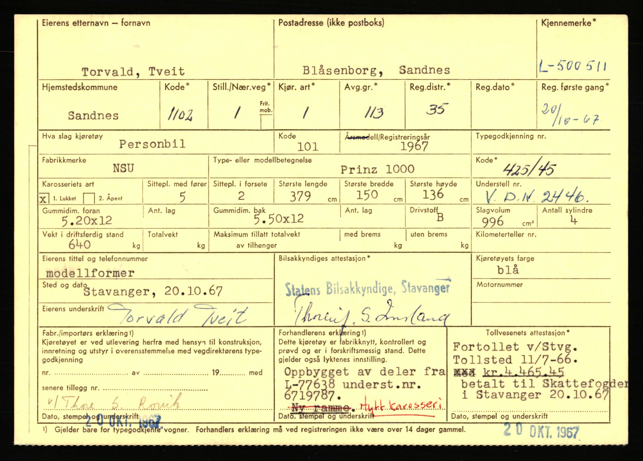 Stavanger trafikkstasjon, SAST/A-101942/0/F/L0077: L-500000 - L-502999, 1930-1971, p. 389