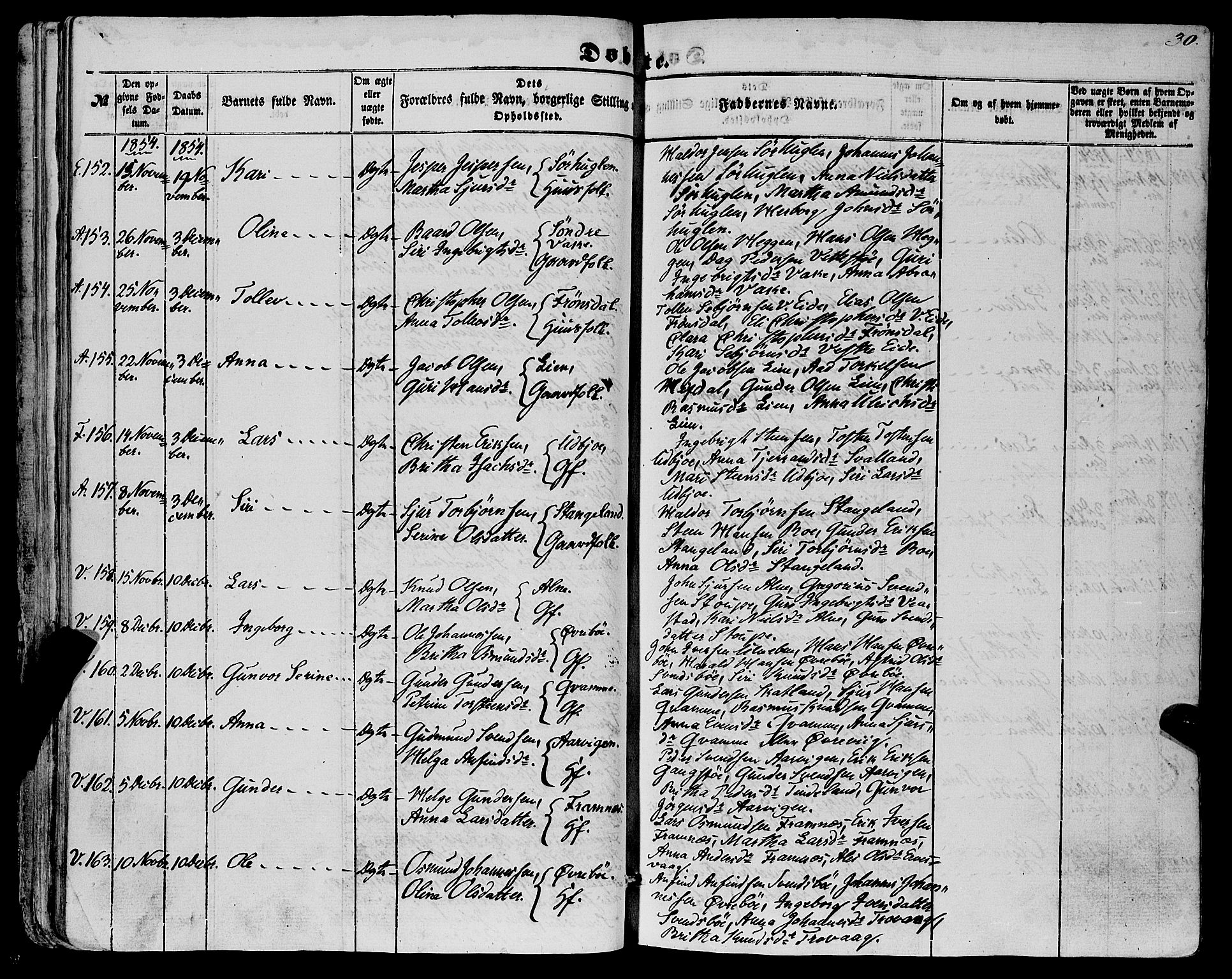 Fjelberg sokneprestembete, AV/SAB-A-75201/H/Haa: Parish register (official) no. A 7, 1851-1867, p. 30