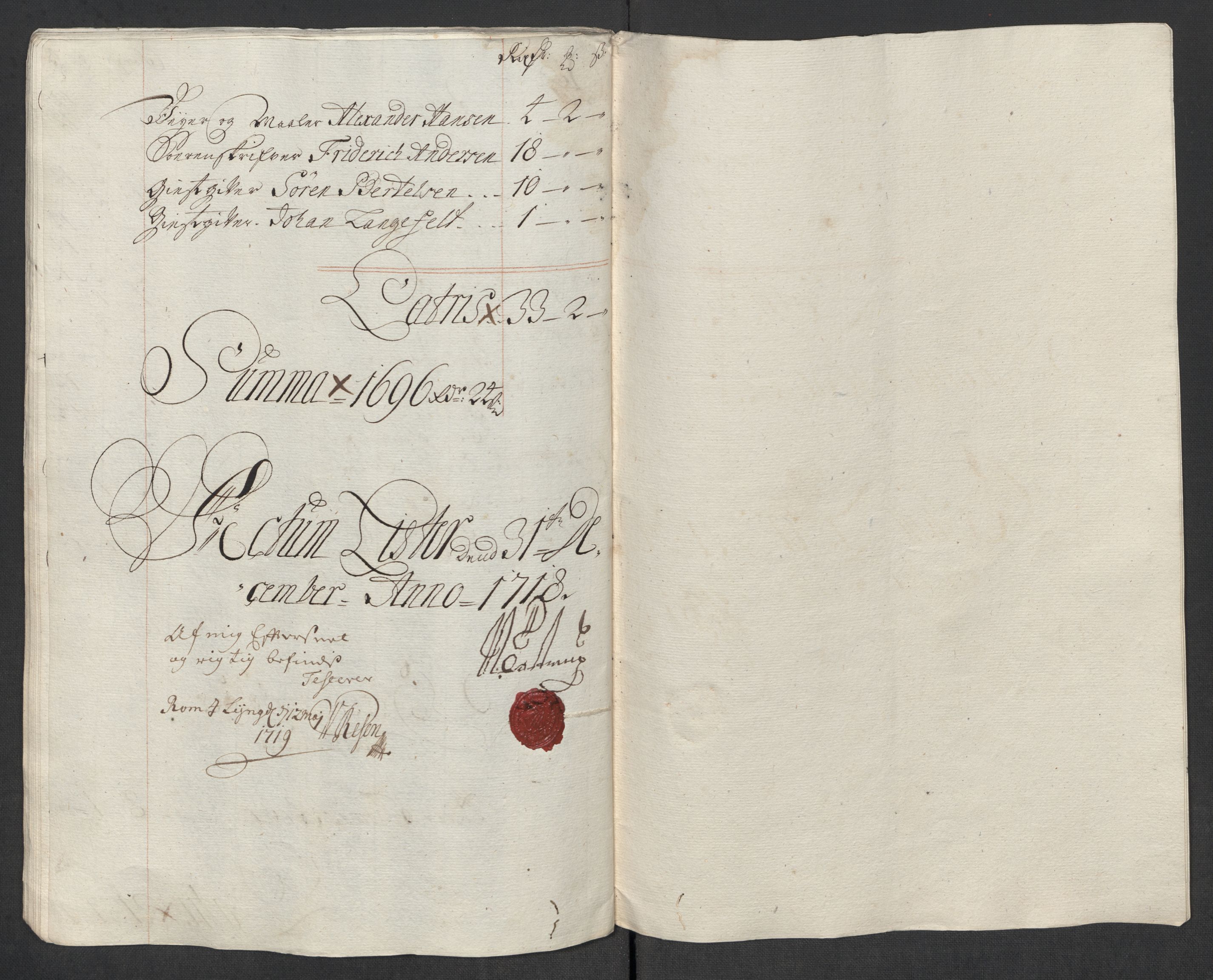 Rentekammeret inntil 1814, Reviderte regnskaper, Fogderegnskap, AV/RA-EA-4092/R43/L2563: Fogderegnskap Lista og Mandal, 1718, p. 181