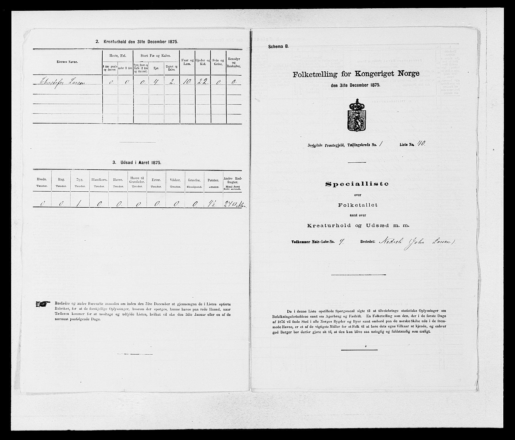 SAB, 1875 census for 1427P Jostedal, 1875, p. 89