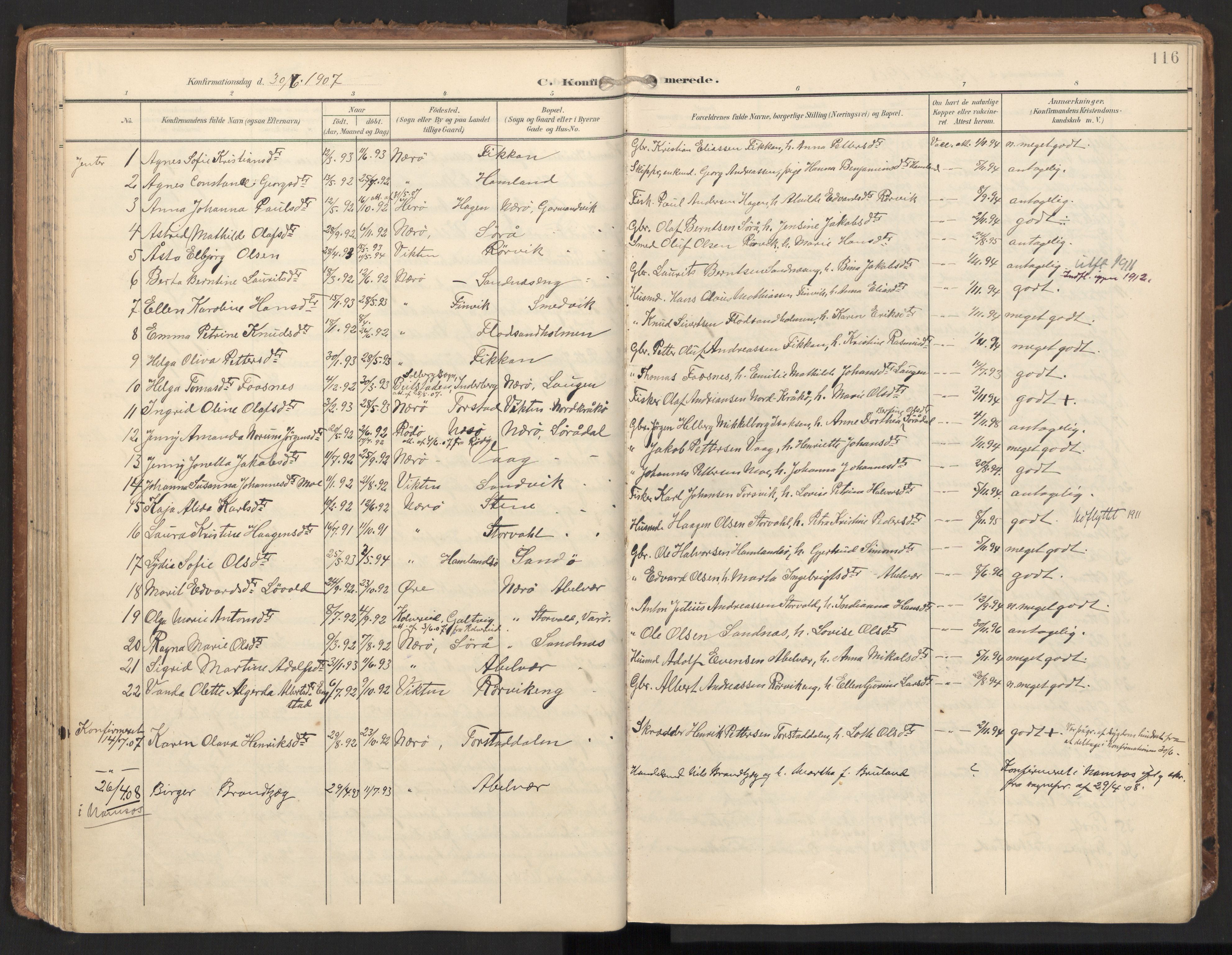 Ministerialprotokoller, klokkerbøker og fødselsregistre - Nord-Trøndelag, SAT/A-1458/784/L0677: Parish register (official) no. 784A12, 1900-1920, p. 116