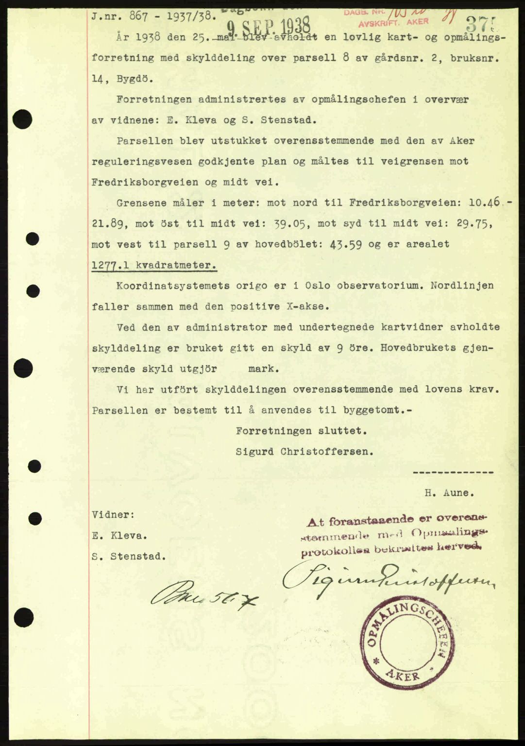 Aker herredsskriveri, SAO/A-10896/G/Gb/Gba/Gbab/L0025: Mortgage book no. A154-155, 1938-1938, Diary no: : 10520/1938