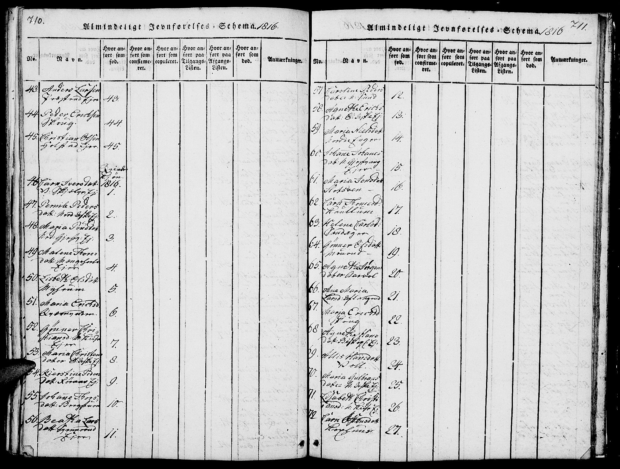 Nes prestekontor, Hedmark, AV/SAH-PREST-020/L/La/L0003: Parish register (copy) no. 3, 1814-1831, p. 710-711