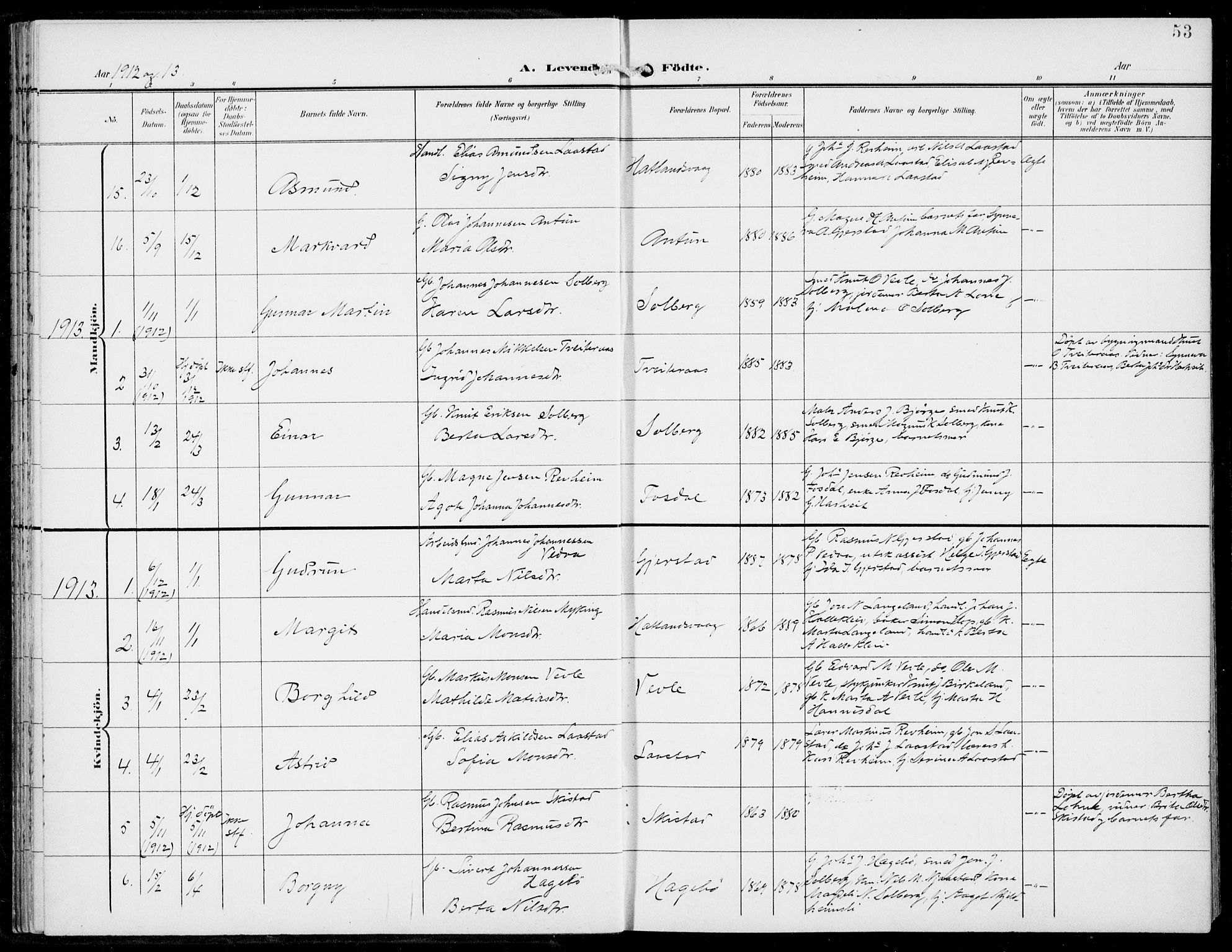 Haus sokneprestembete, AV/SAB-A-75601/H/Haa: Parish register (official) no. C  2, 1900-1915, p. 53