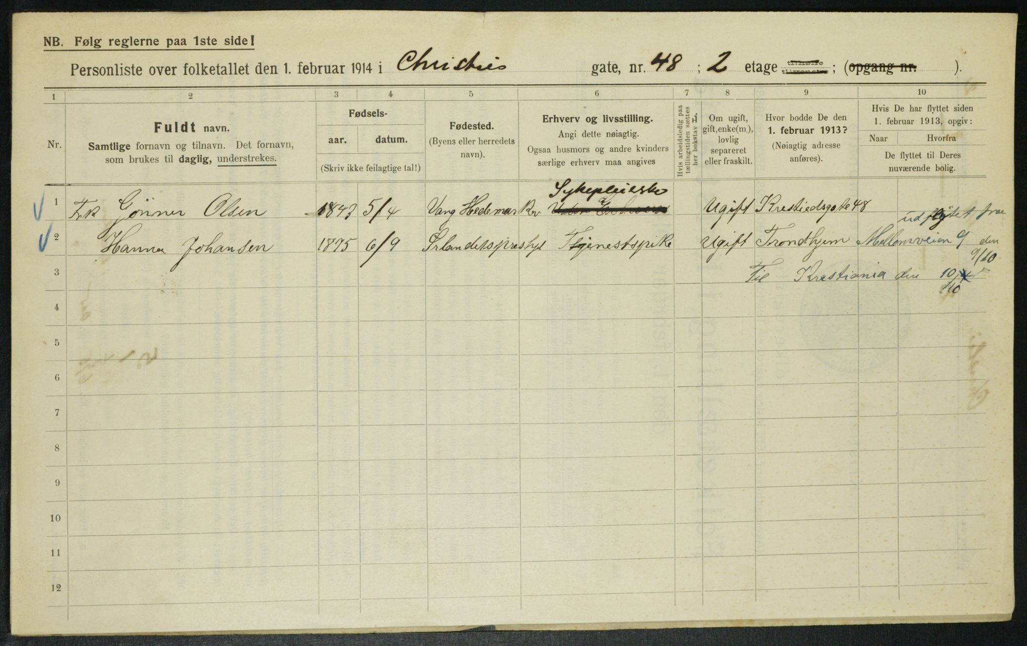 OBA, Municipal Census 1914 for Kristiania, 1914, p. 12864