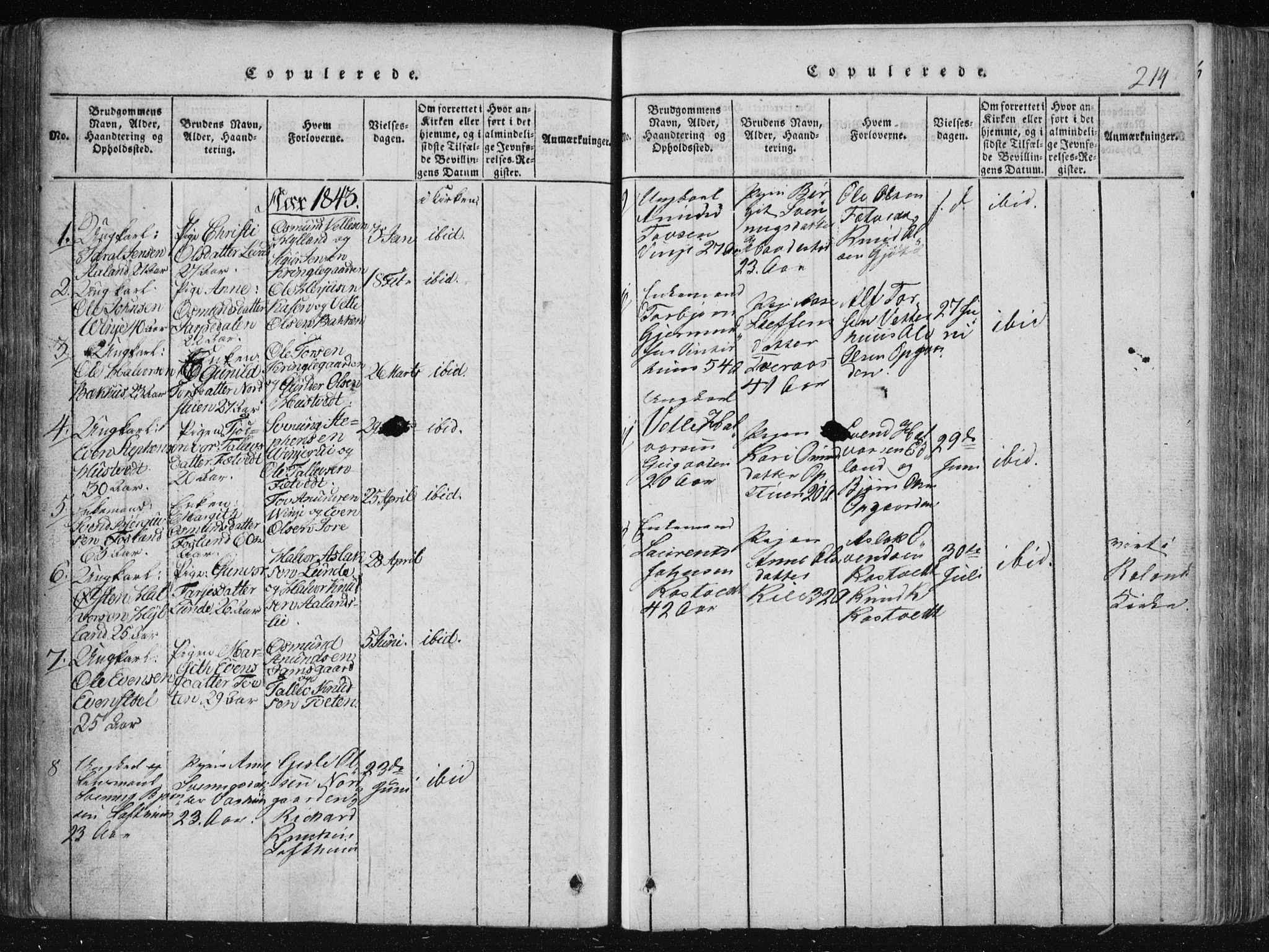 Vinje kirkebøker, SAKO/A-312/F/Fa/L0003: Parish register (official) no. I 3, 1814-1843, p. 214