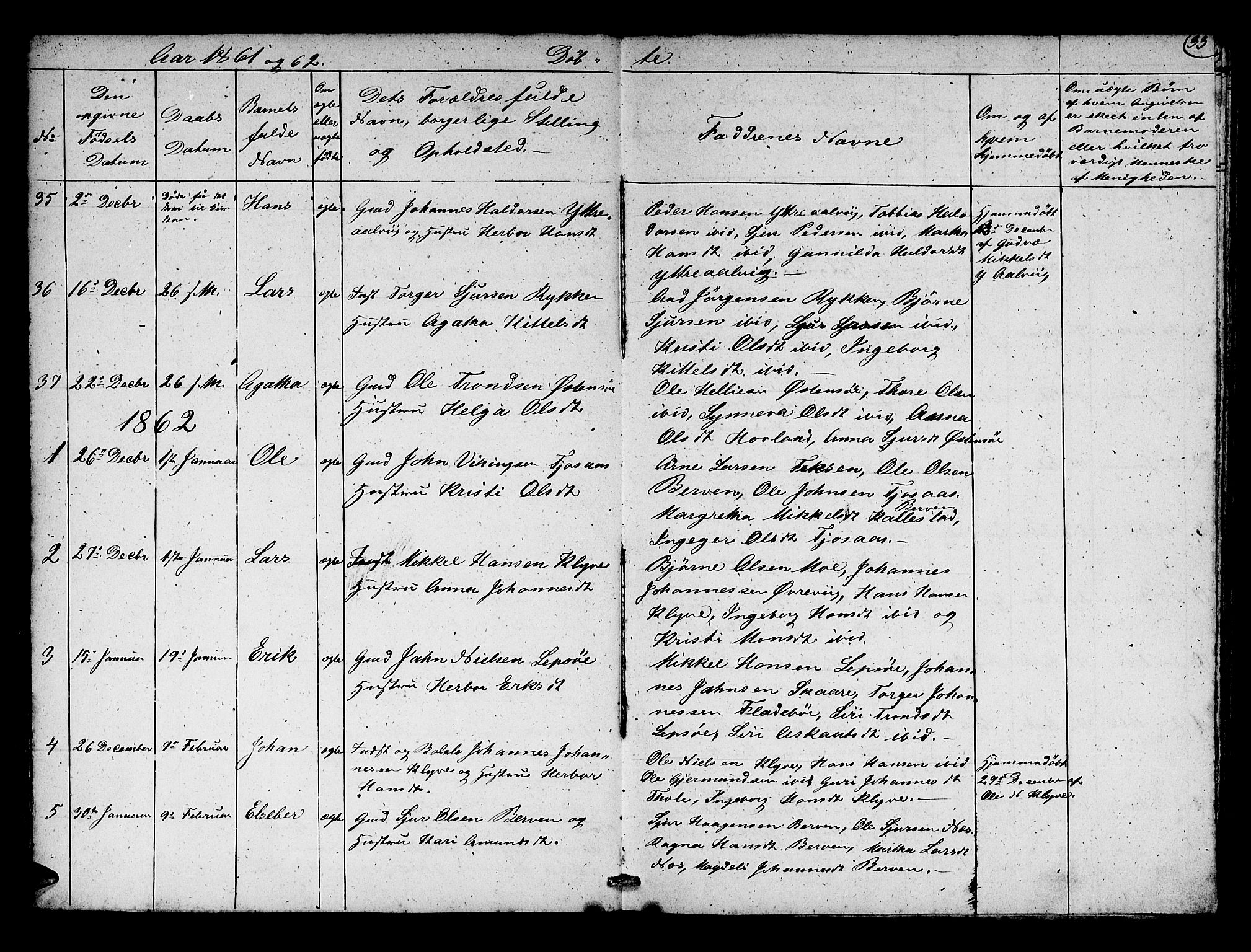 Kvam sokneprestembete, SAB/A-76201/H/Hab: Parish register (copy) no. C 1, 1852-1862, p. 33