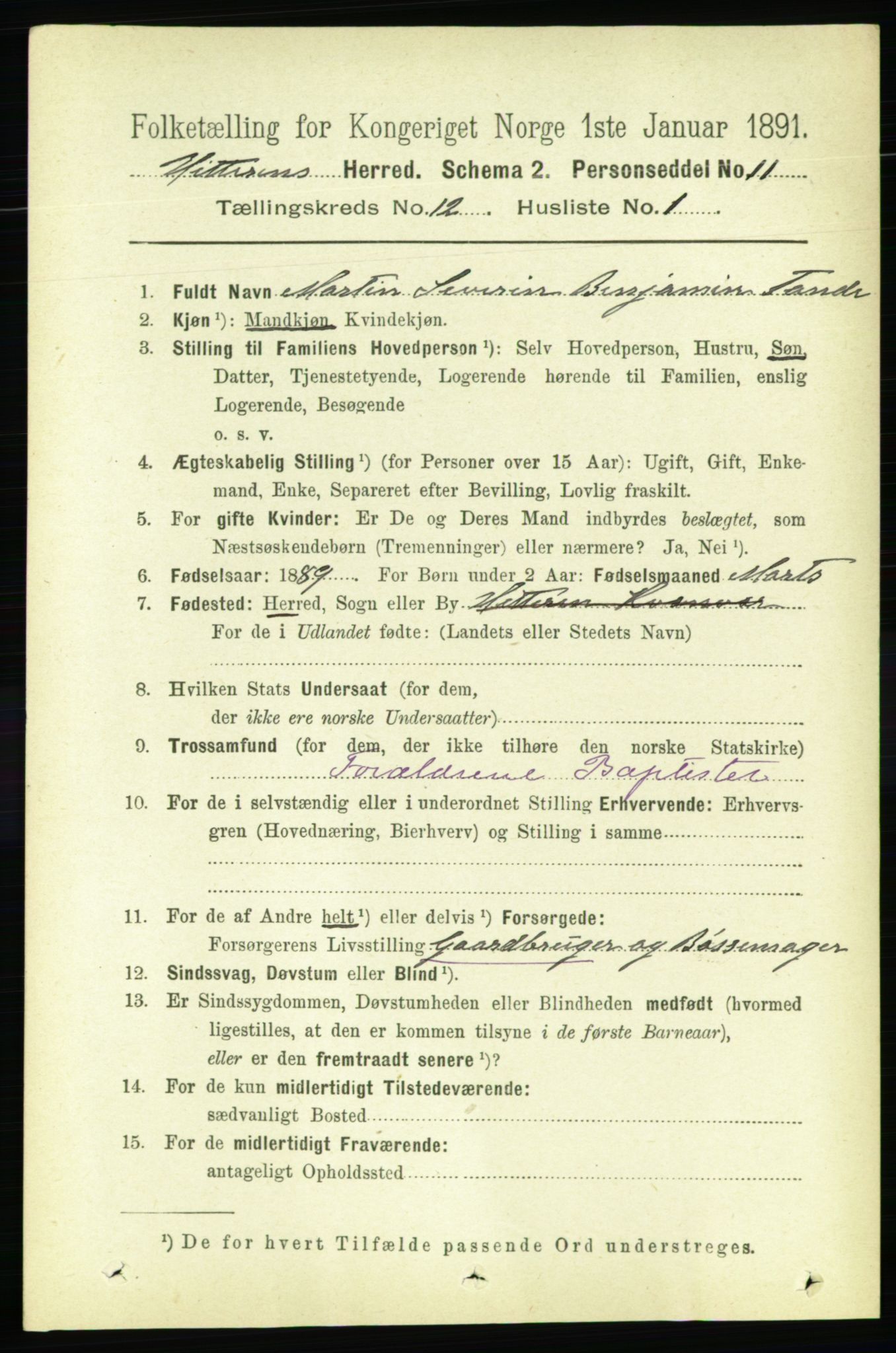 RA, 1891 census for 1617 Hitra, 1891, p. 2573