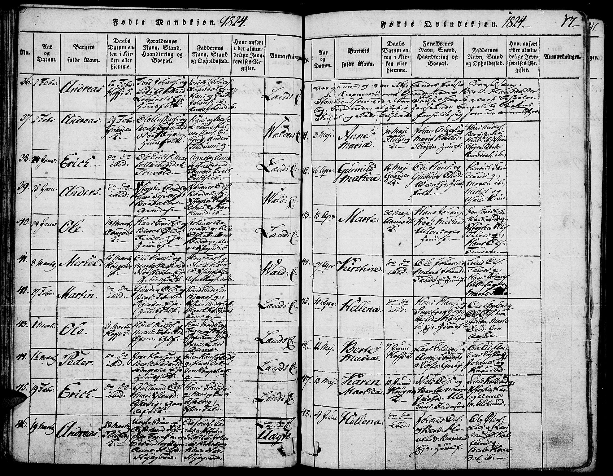 Land prestekontor, AV/SAH-PREST-120/H/Ha/Haa/L0007: Parish register (official) no. 7, 1814-1830, p. 77