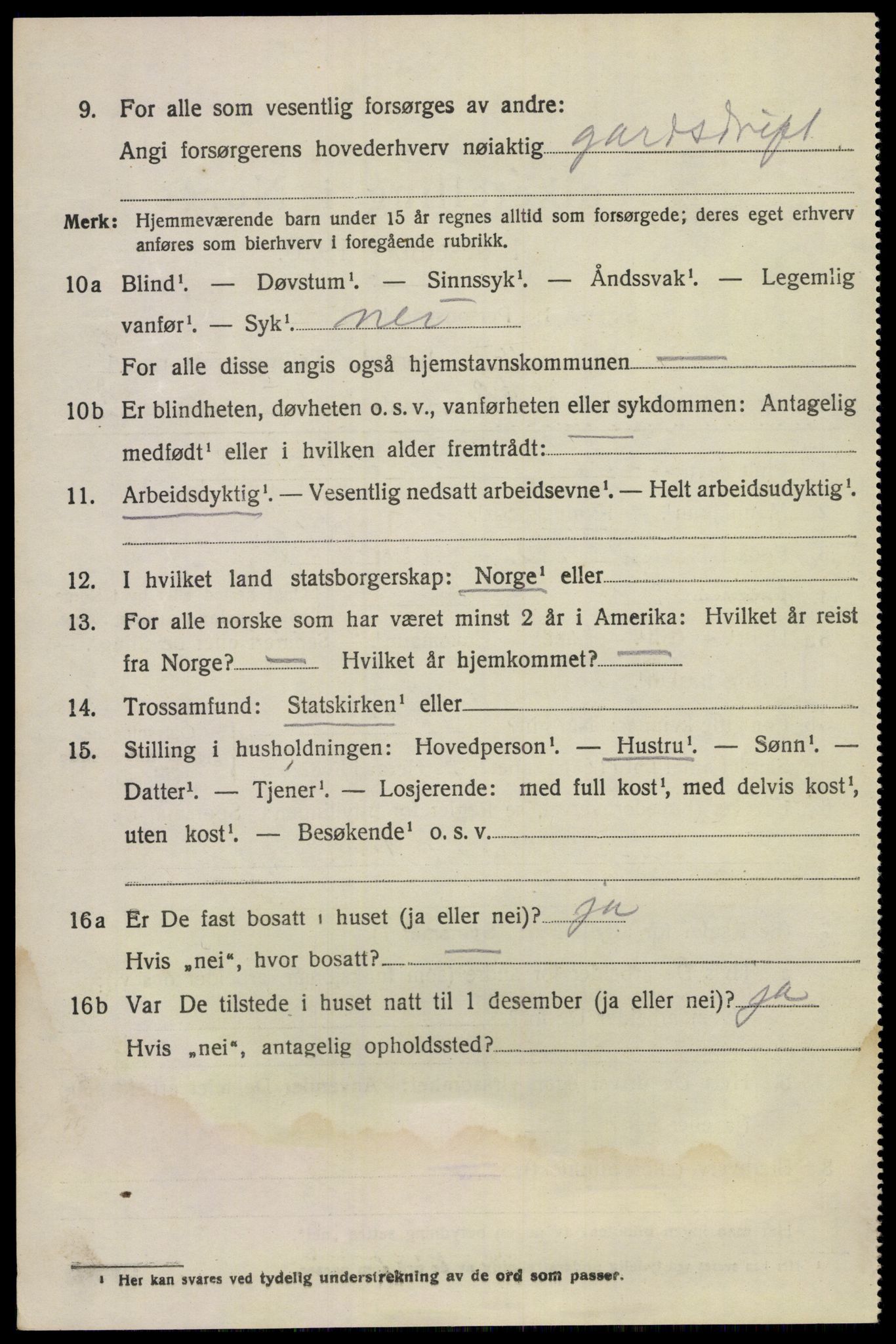 SAKO, 1920 census for Lunde, 1920, p. 2980