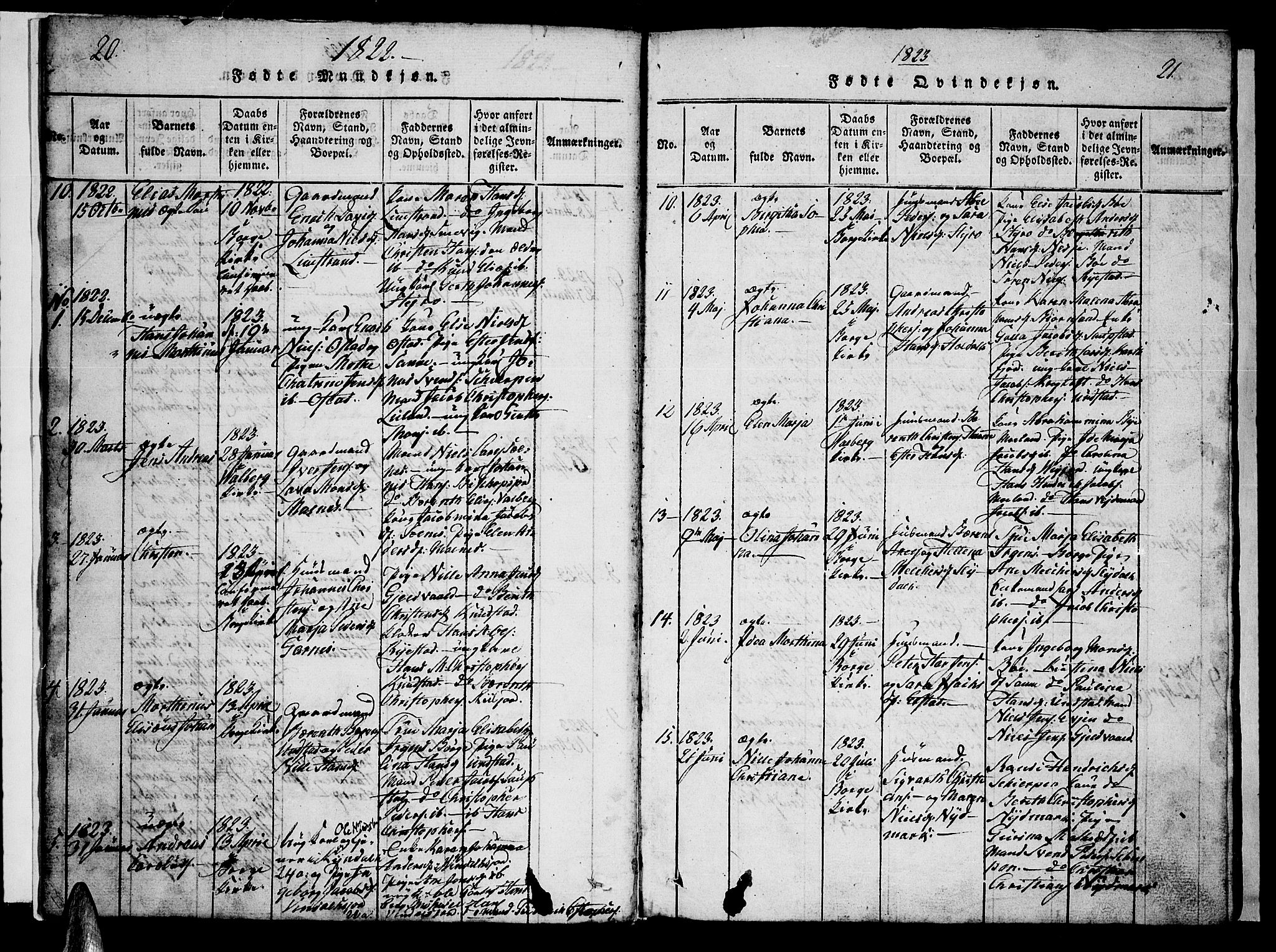 Ministerialprotokoller, klokkerbøker og fødselsregistre - Nordland, SAT/A-1459/880/L1130: Parish register (official) no. 880A04, 1821-1843, p. 20-21