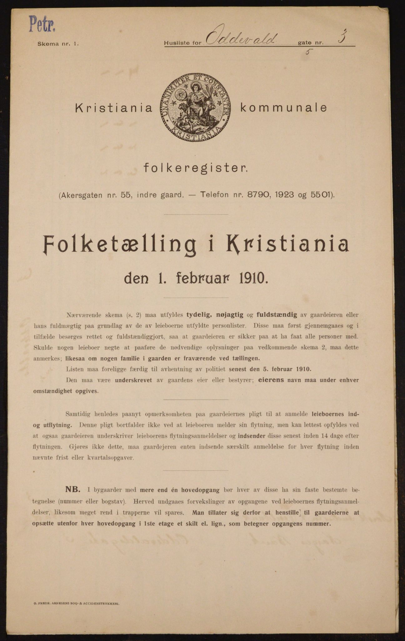 OBA, Municipal Census 1910 for Kristiania, 1910, p. 71857