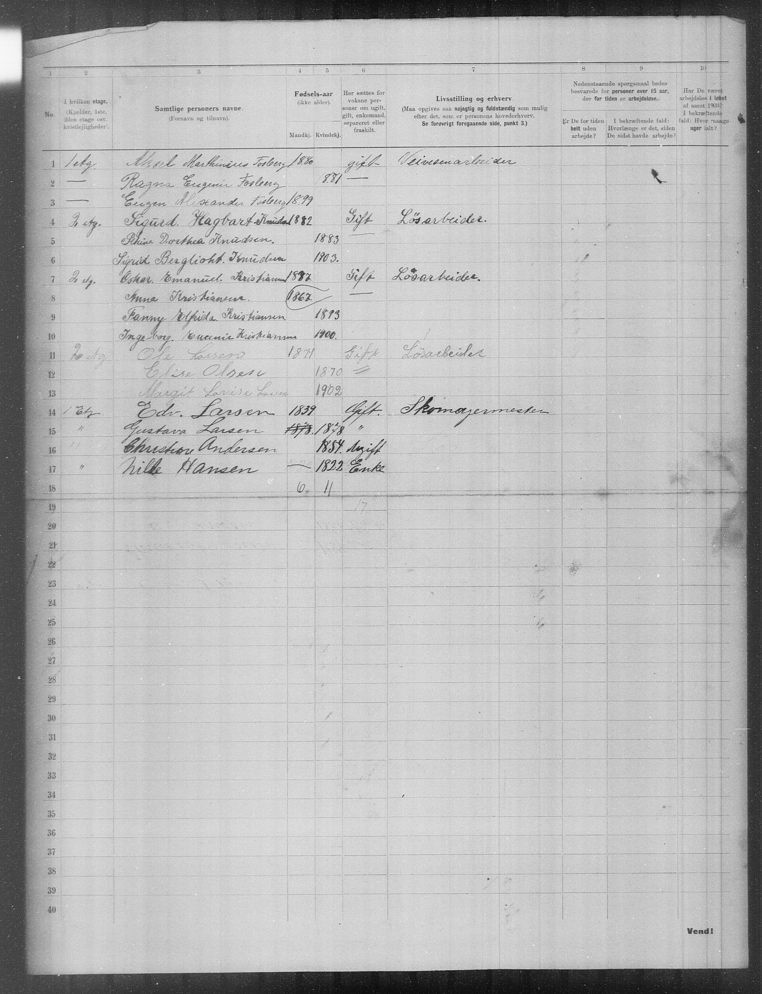 OBA, Municipal Census 1903 for Kristiania, 1903, p. 12796