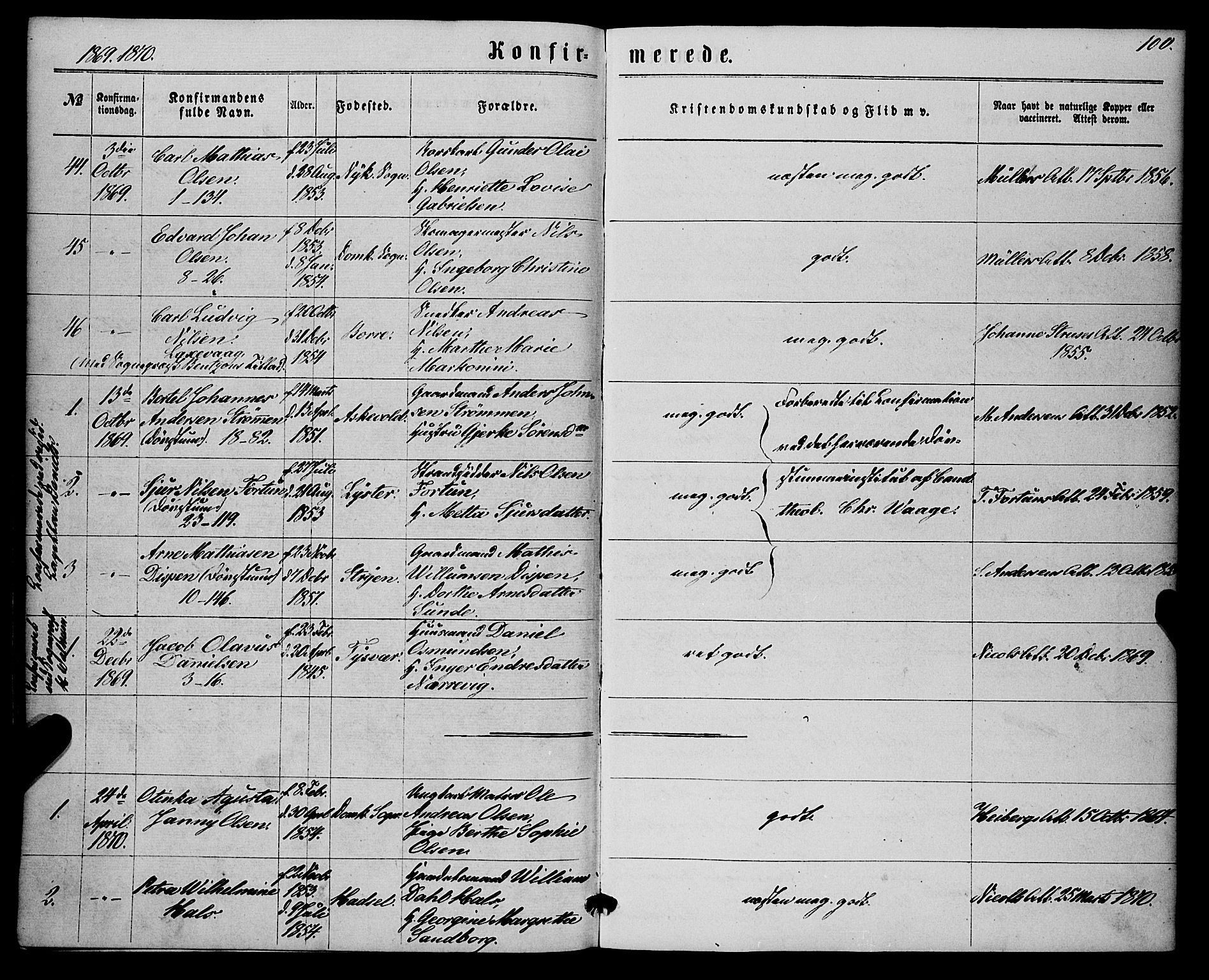 Nykirken Sokneprestembete, SAB/A-77101/H/Haa/L0024: Parish register (official) no. C 3, 1864-1870, p. 100