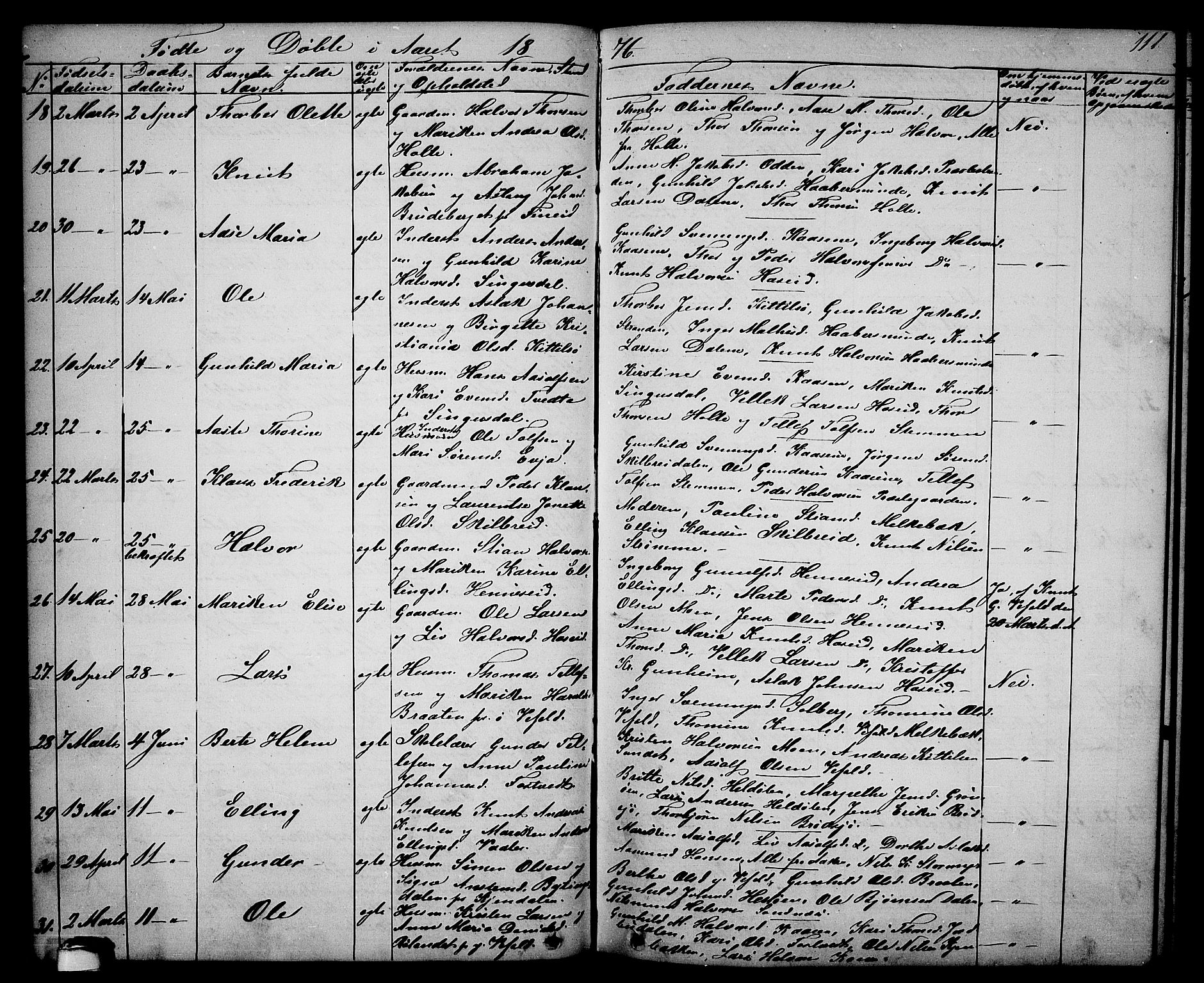 Drangedal kirkebøker, AV/SAKO-A-258/G/Ga/L0002: Parish register (copy) no. I 2, 1856-1887, p. 111