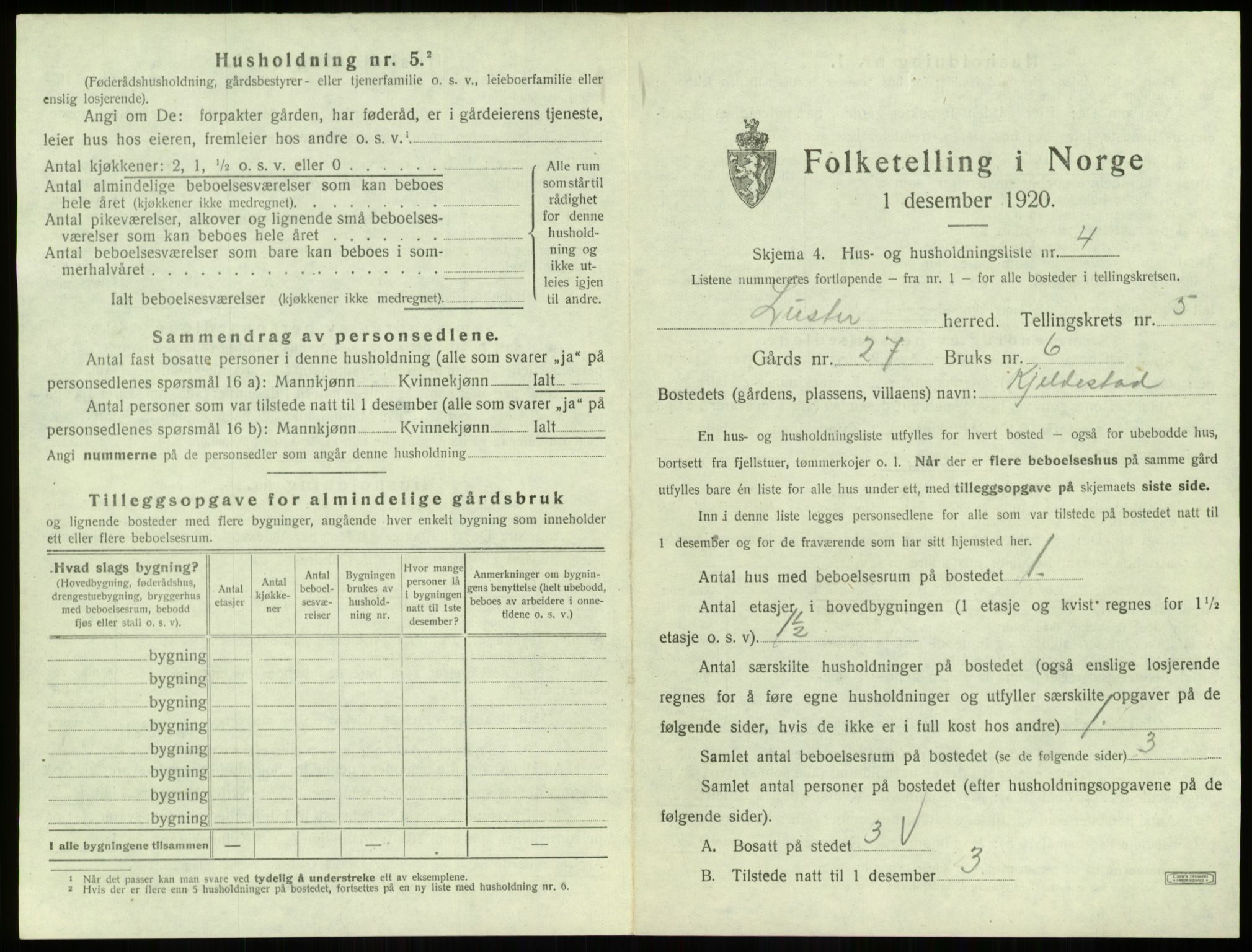 SAB, 1920 census for Luster, 1920, p. 462