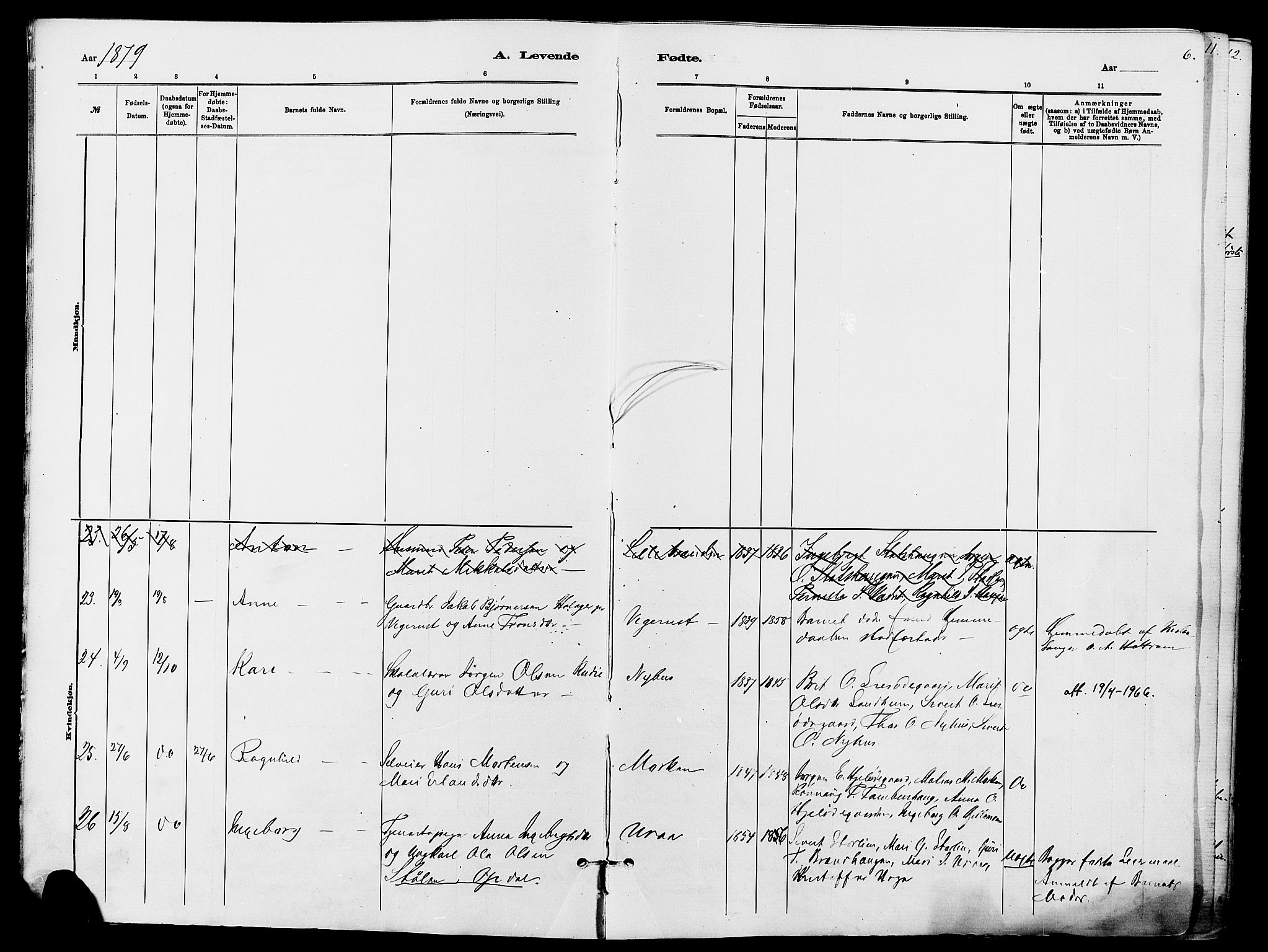 Dovre prestekontor, SAH/PREST-066/H/Ha/Haa/L0002: Parish register (official) no. 2, 1879-1890, p. 6