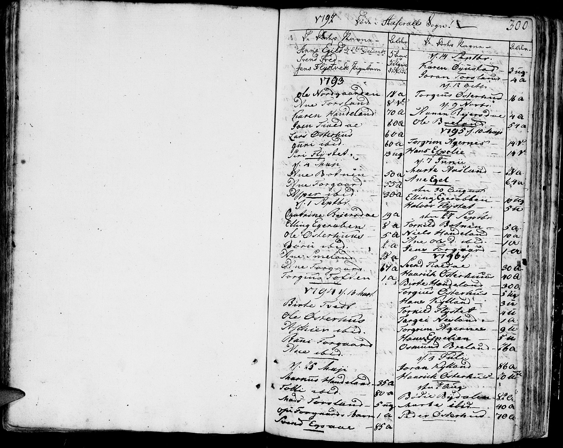 Bjelland sokneprestkontor, SAK/1111-0005/F/Fa/Faa/L0001: Parish register (official) no. A 1 /4, 1793-1815, p. 300