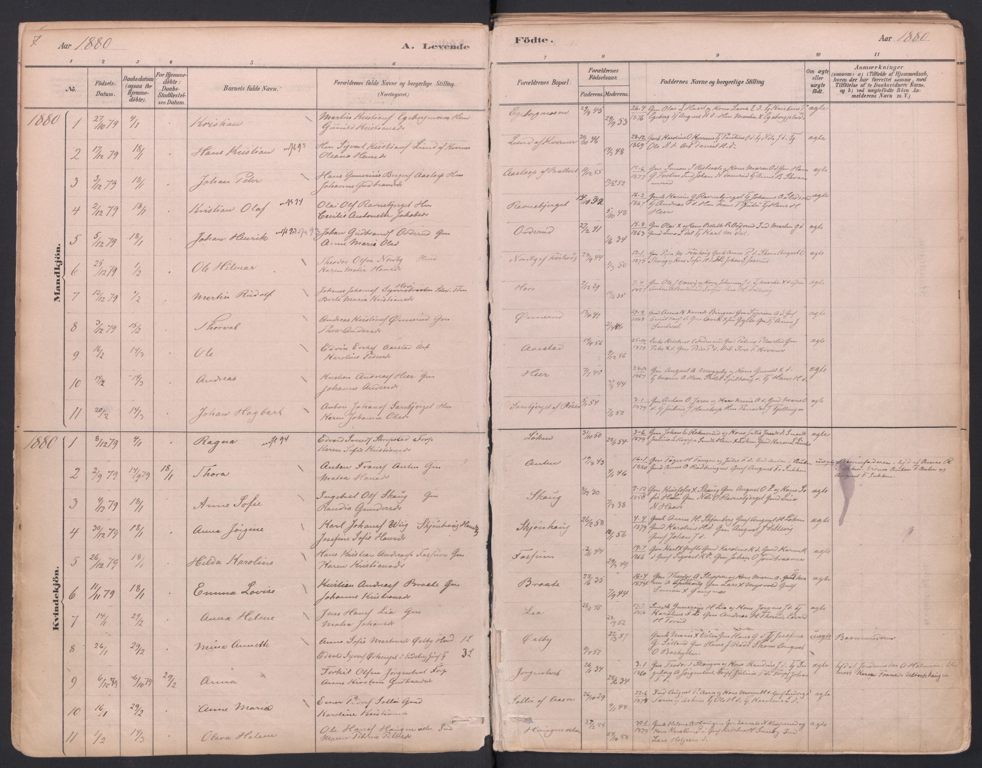 Trøgstad prestekontor Kirkebøker, AV/SAO-A-10925/F/Fa/L0010: Parish register (official) no. I 10, 1878-1898, p. 7