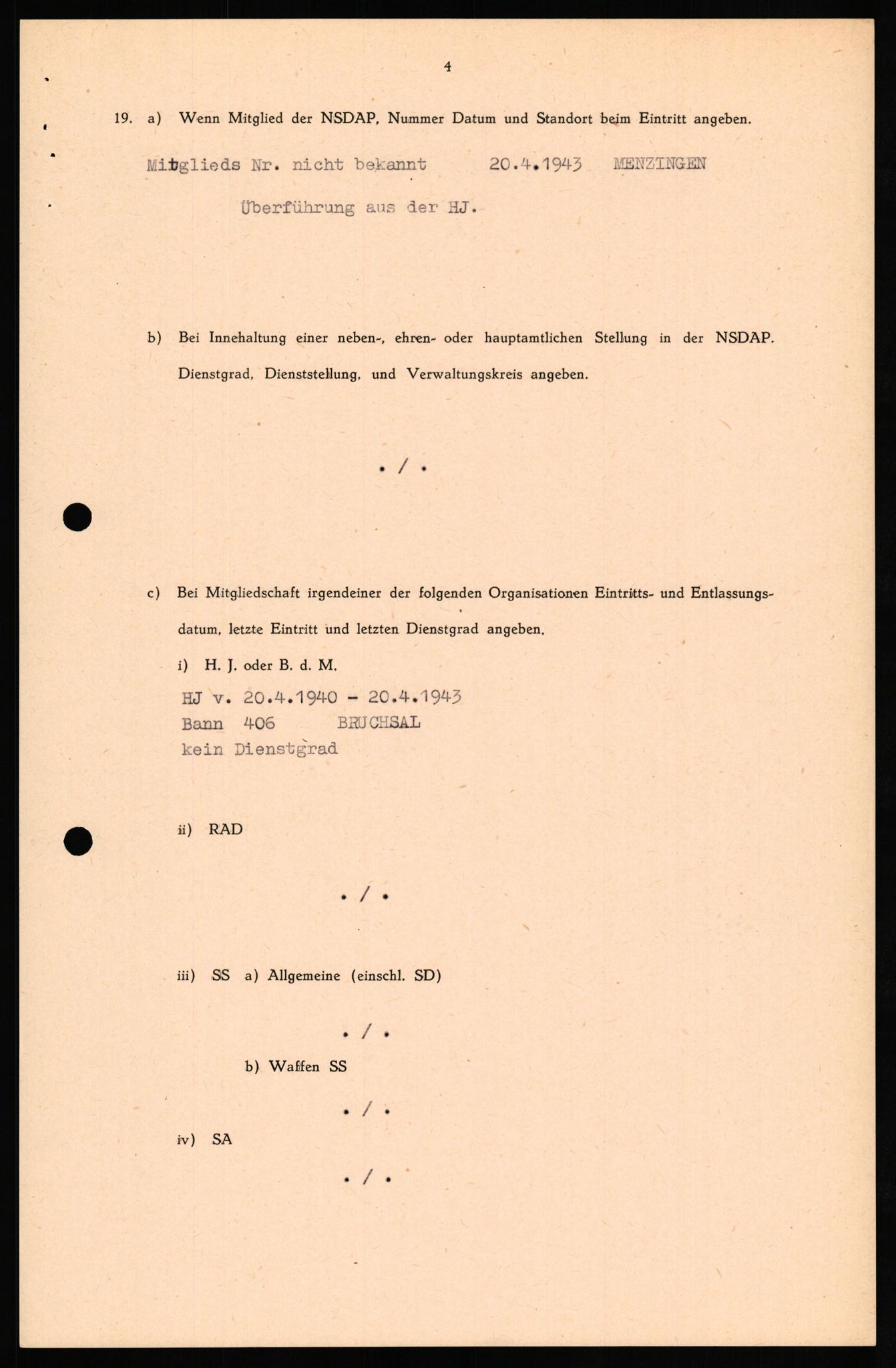 Forsvaret, Forsvarets overkommando II, AV/RA-RAFA-3915/D/Db/L0027: CI Questionaires. Tyske okkupasjonsstyrker i Norge. Tyskere., 1945-1946, p. 398