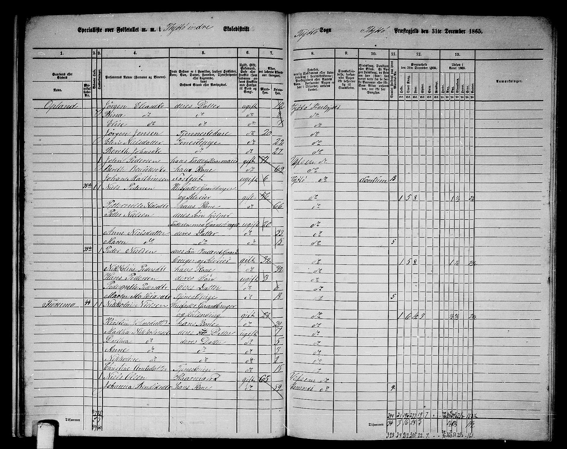 RA, 1865 census for Tjøtta, 1865, p. 21