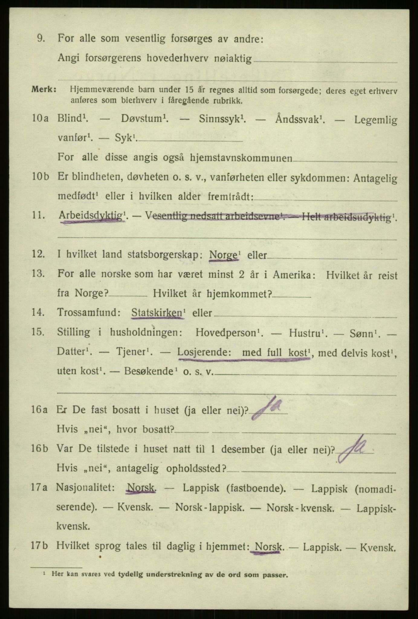 SATØ, 1920 census for Harstad, 1920, p. 5481
