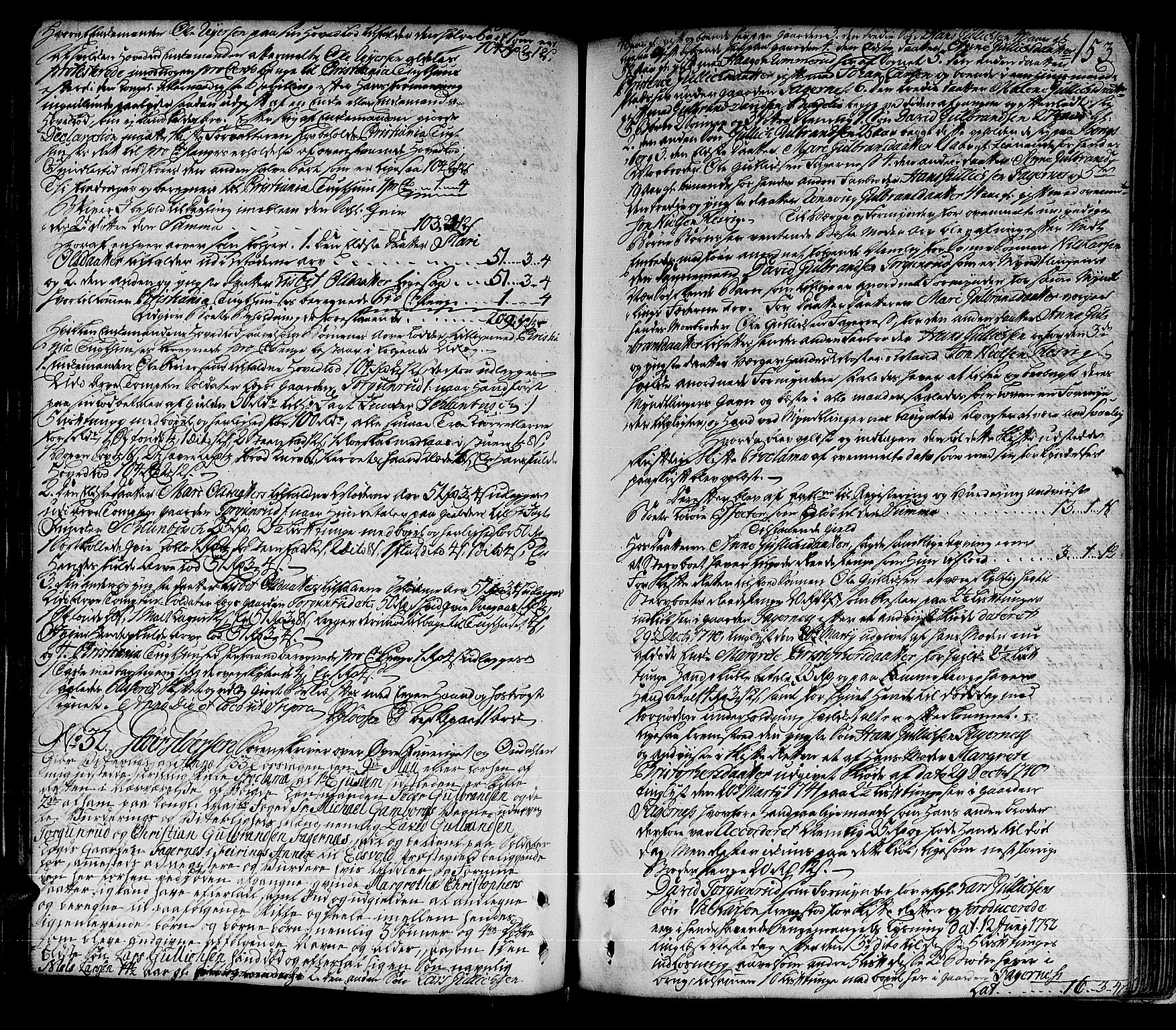 Øvre Romerike sorenskriveri, SAO/A-10649/H/Hb/L0007: Skifteprotokoll nr. 7, 1751-1756, p. 152b-153a
