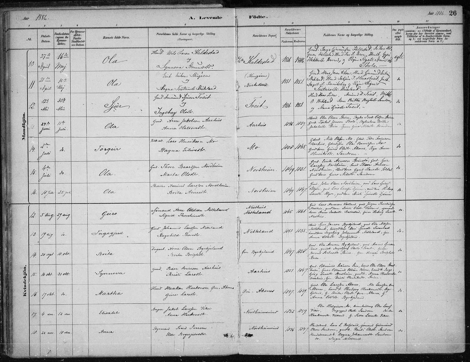 Kvam sokneprestembete, AV/SAB-A-76201/H/Haa: Parish register (official) no. B  1, 1880-1908, p. 26