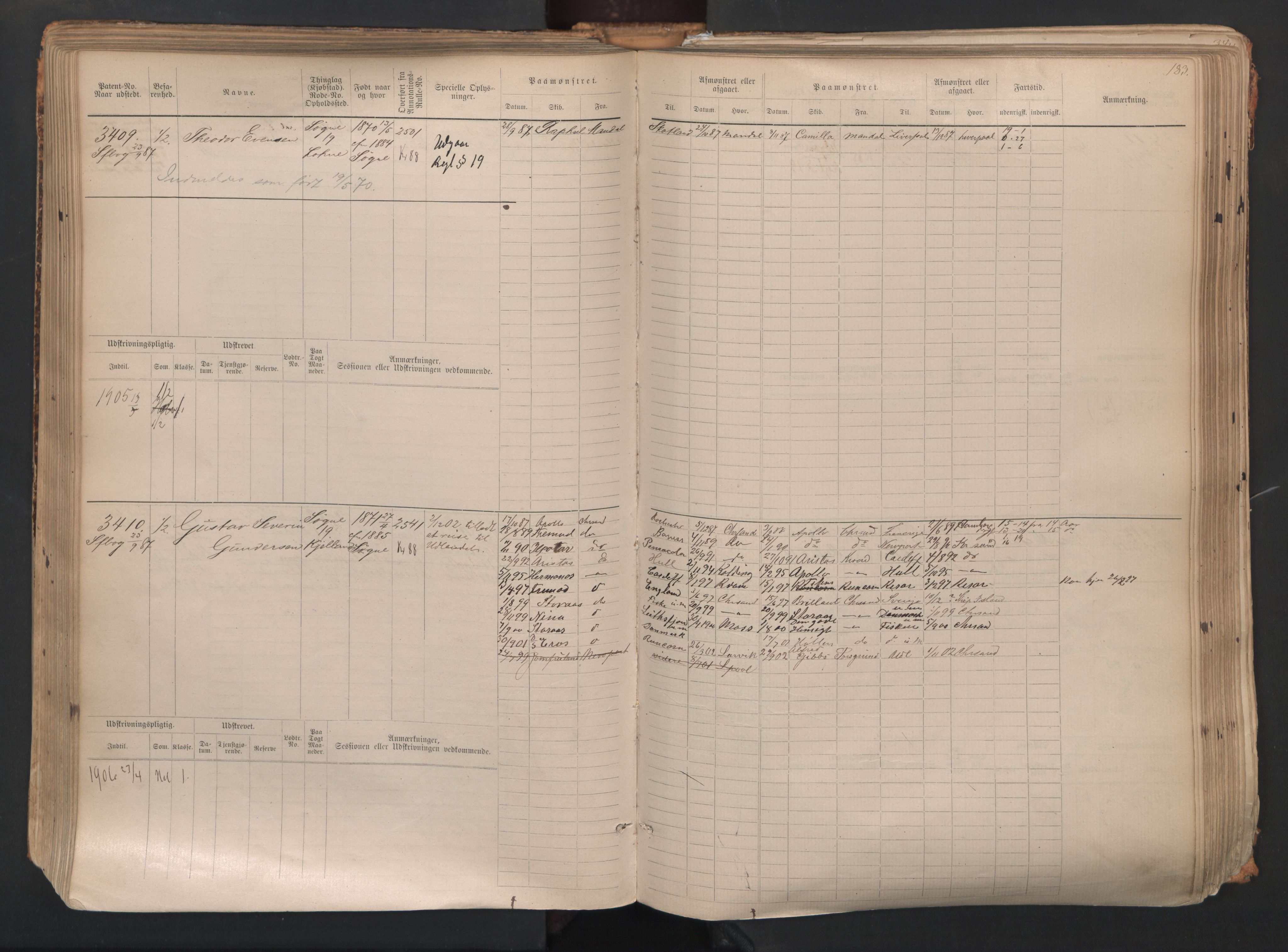 Kristiansand mønstringskrets, AV/SAK-2031-0015/F/Fb/L0007: Hovedrulle nr 3049-3810, I-14, 1883-1940, p. 185