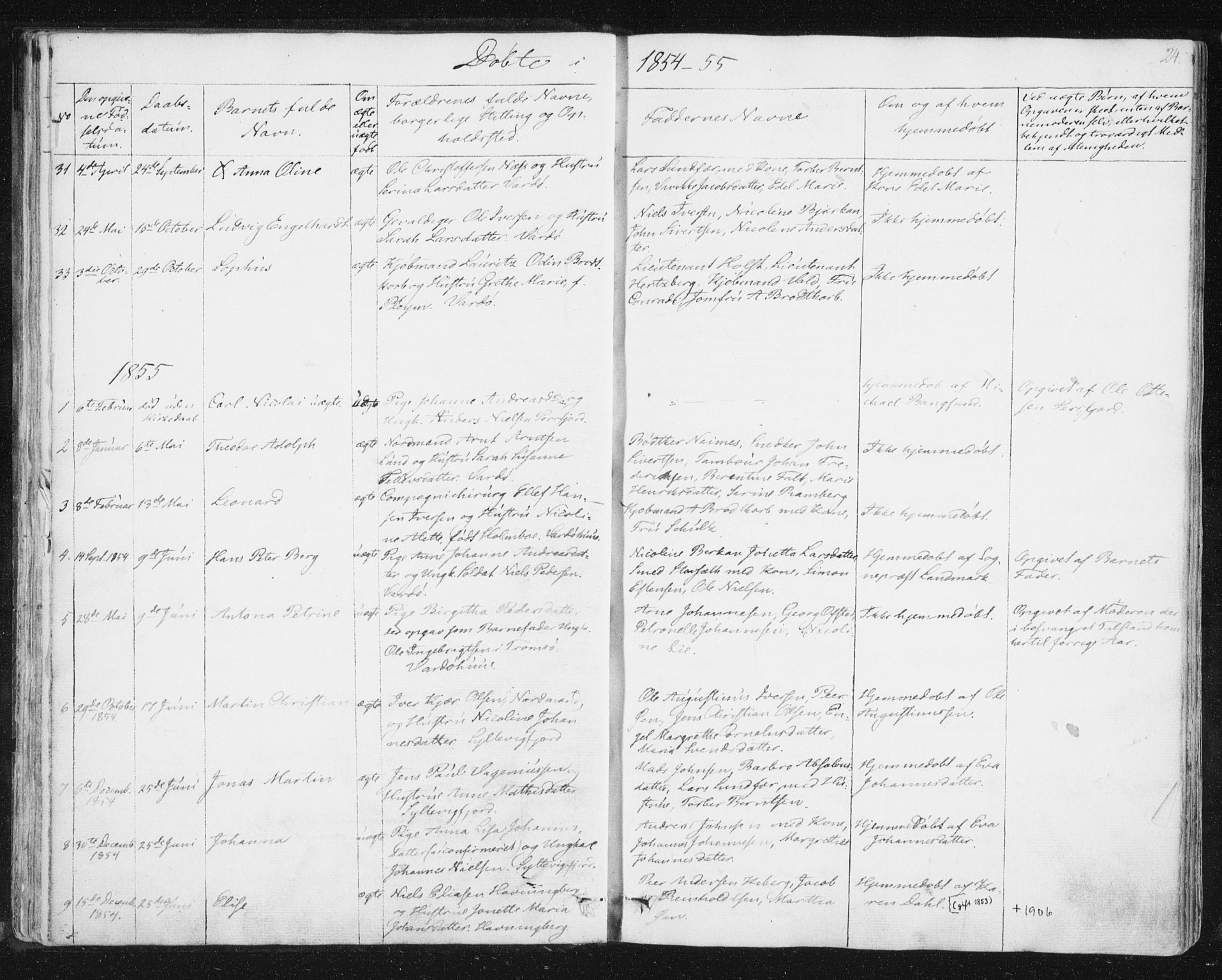Vardø sokneprestkontor, SATØ/S-1332/H/Ha/L0003kirke: Parish register (official) no. 3, 1843-1861, p. 24
