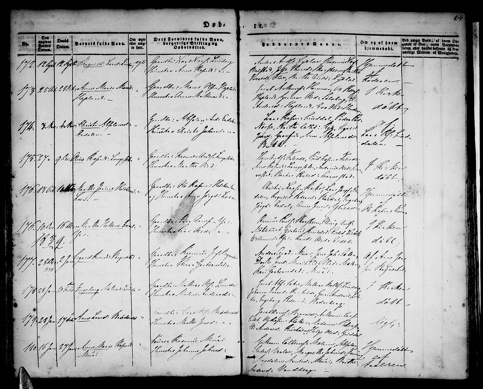 Stryn Sokneprestembete, AV/SAB-A-82501: Parish register (official) no. A 1, 1832-1845, p. 64